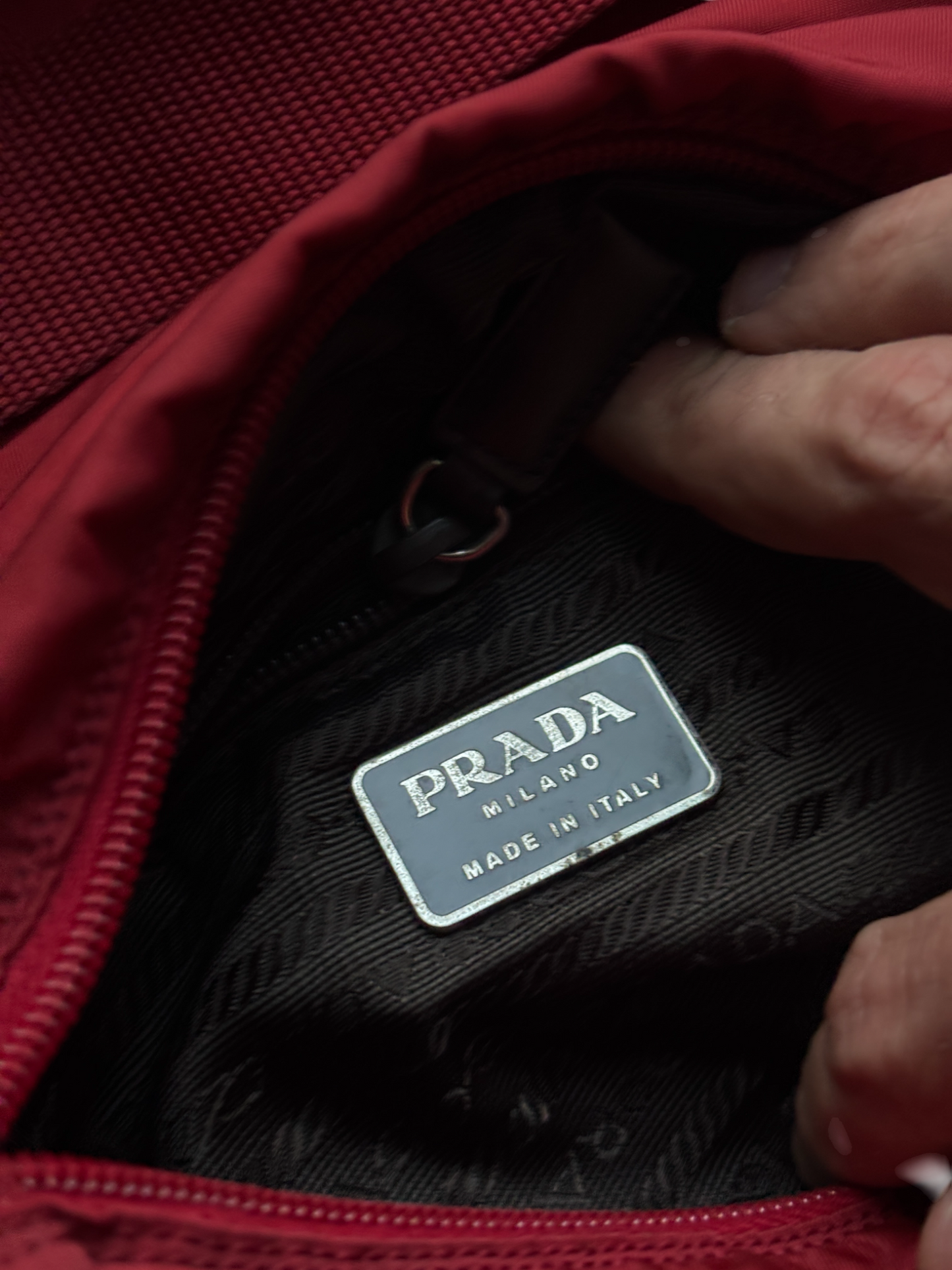 Prada Mainline Nylon Burgundy Shoulder Bag