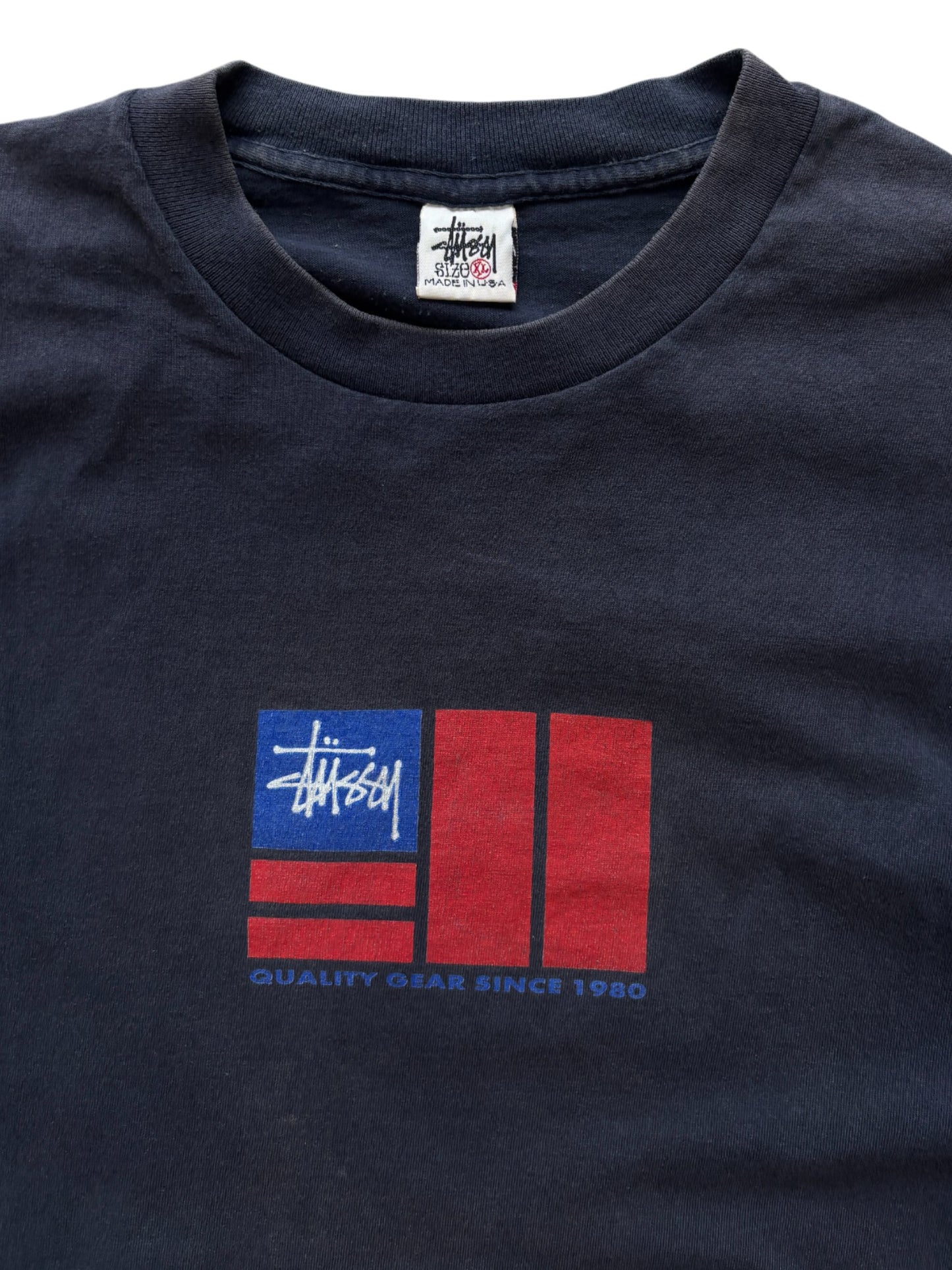 1993-1996 STUSSY USA FLAG NAVY TEE