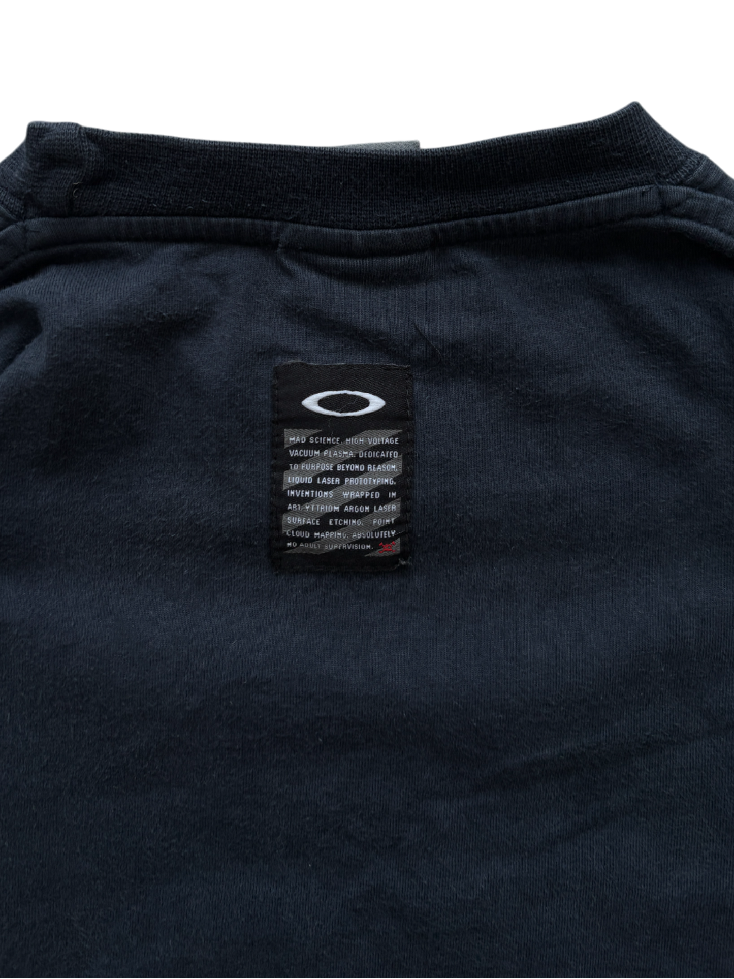 2005 OAKLEY ICON / MAD SCIENCE PATCH LONG SLEEVE NAVY TEE