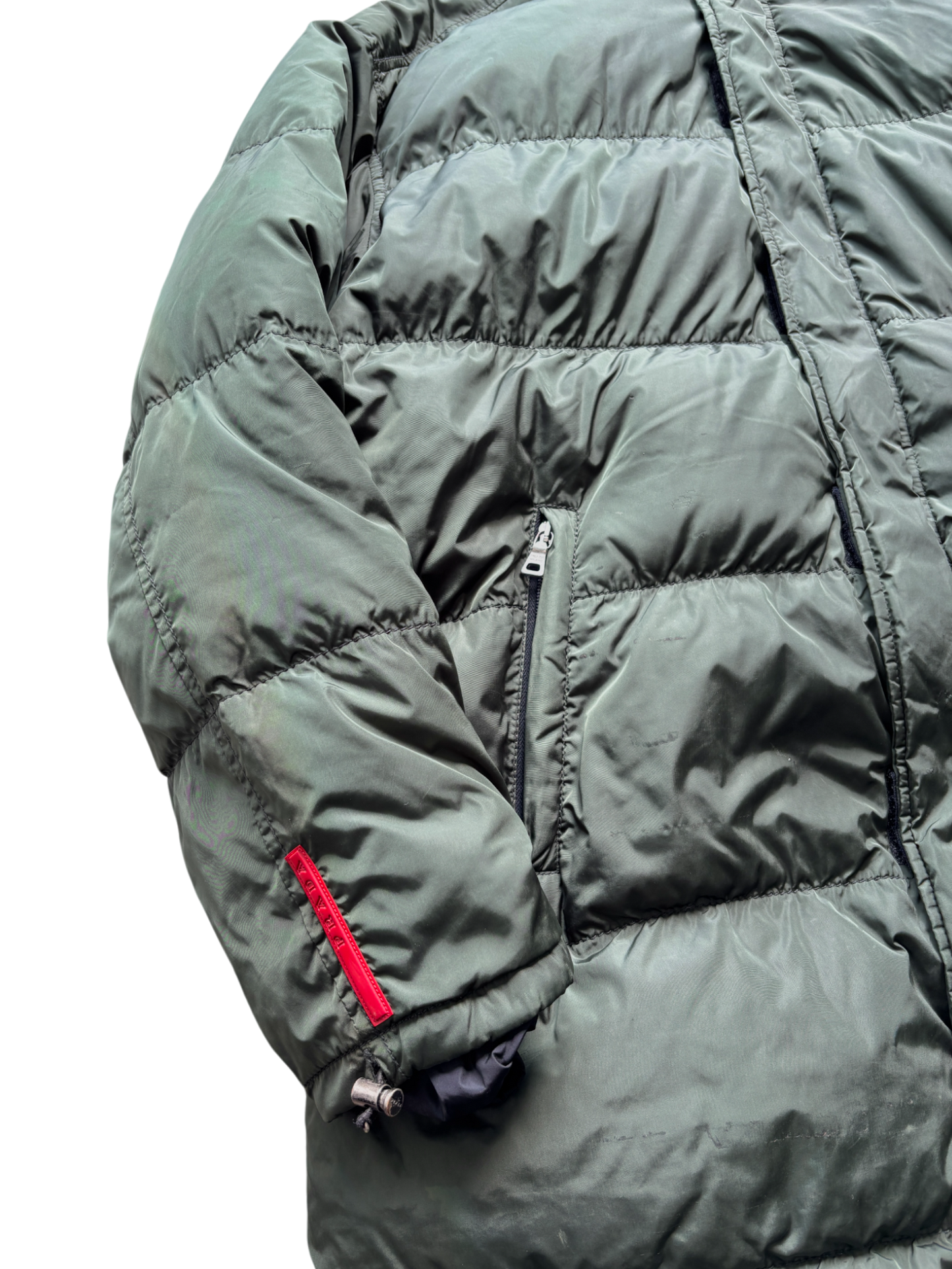 PRADA LINEA ROSSA FOREST GREEN PADDED PARKA