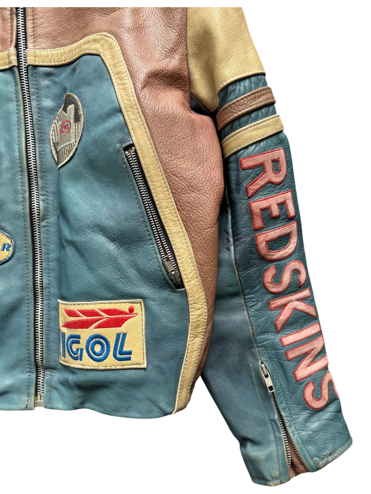 90'S REDSKINS LEATHER MOTO JACKET