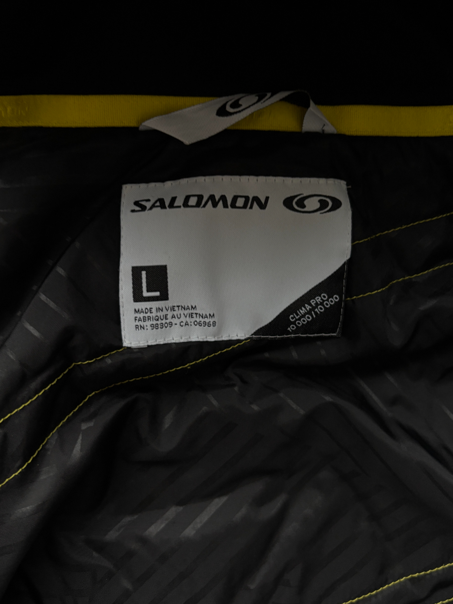 SALOMON BLACK/YELLOW SKI WATERPROOF JACKET