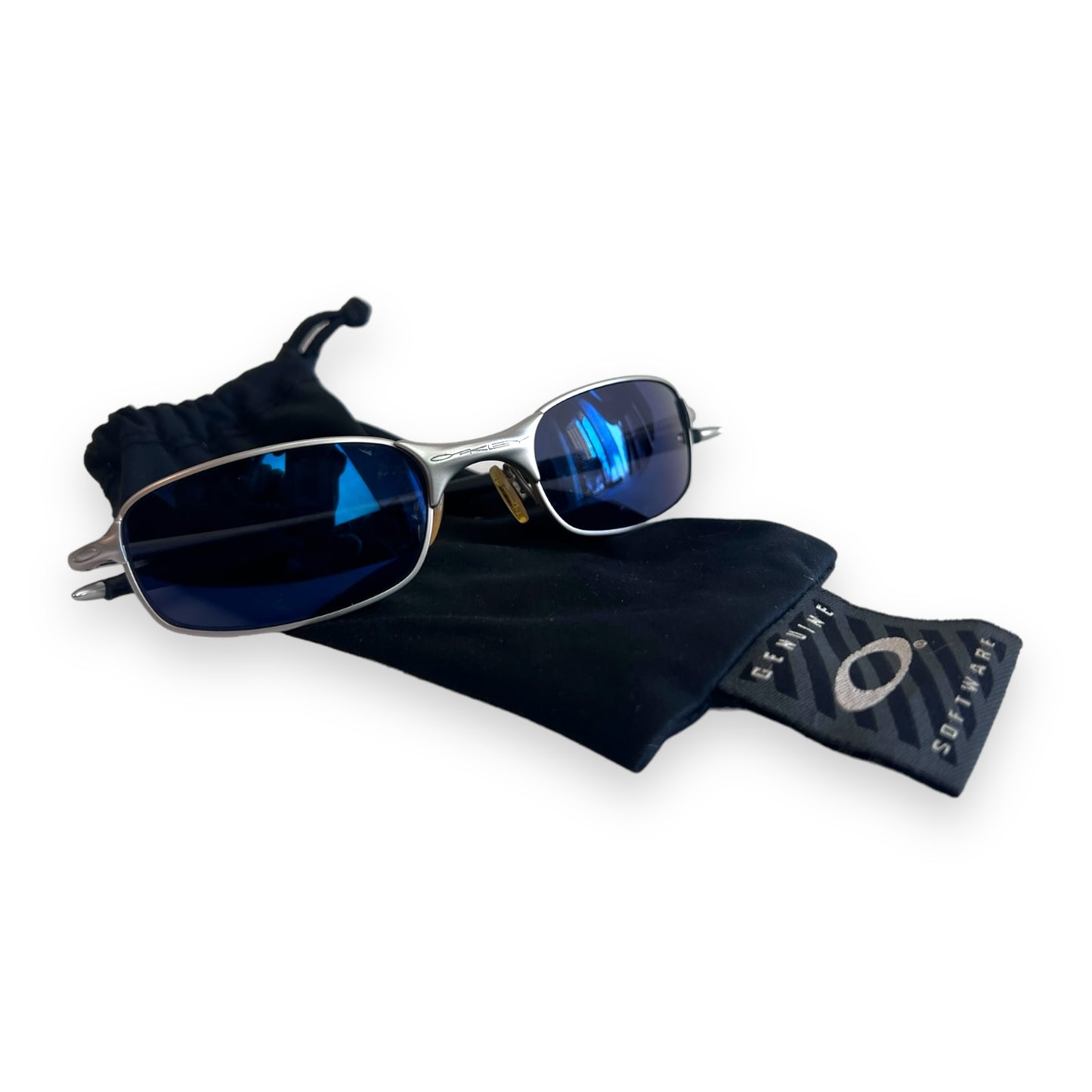 Oakley square wire 2.0 silver frame blue iridium lens sunglasses