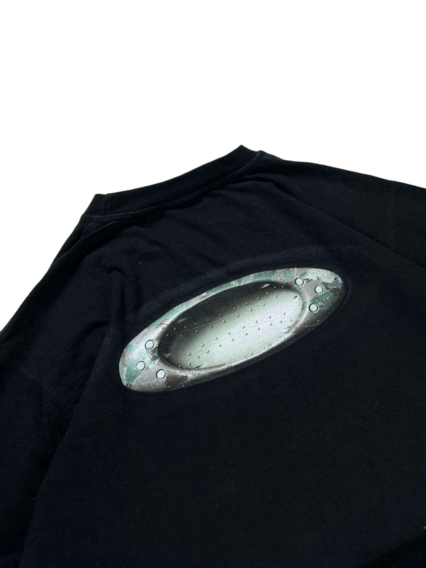 00''s Oakley blue icon spell out long sleeve tee - M