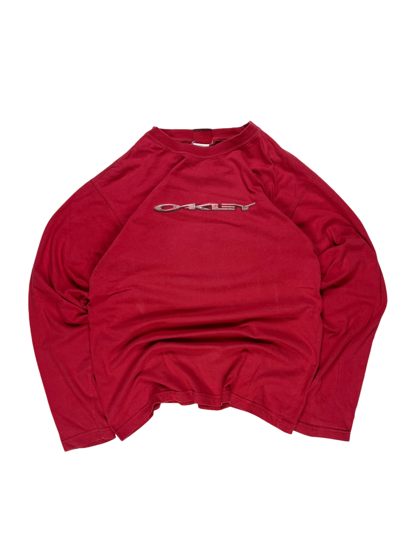 00''s Oakley red icon spell out long sleeve tee - M