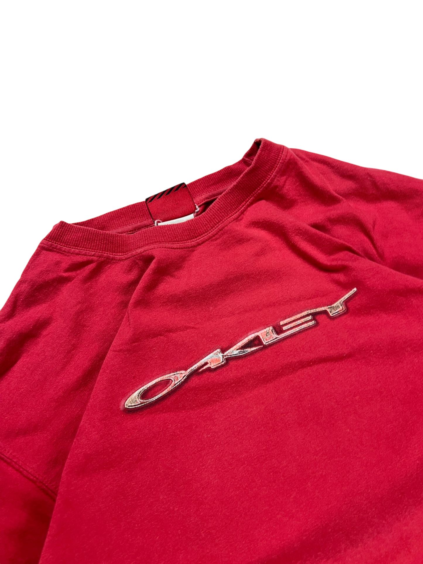 00''s Oakley red icon spell out long sleeve tee - M