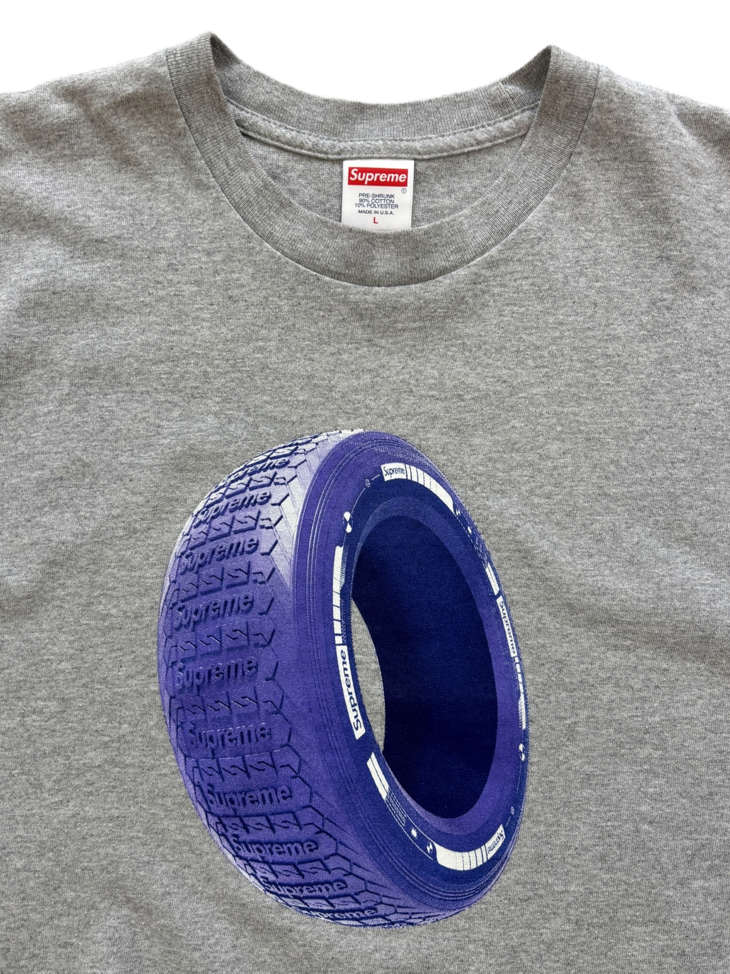 SUPREME TIRE HEATHER GREY TEE