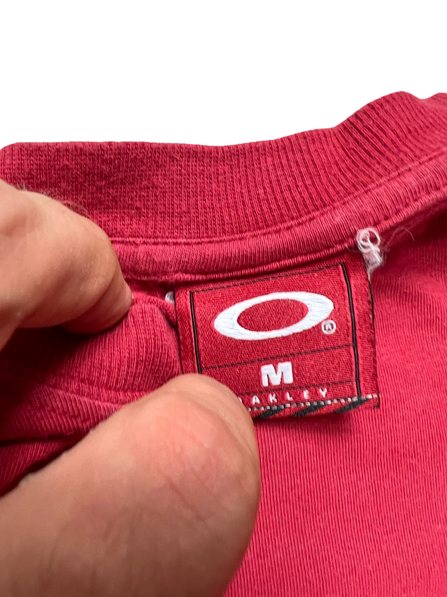 00''s Oakley red icon spell out long sleeve tee - M