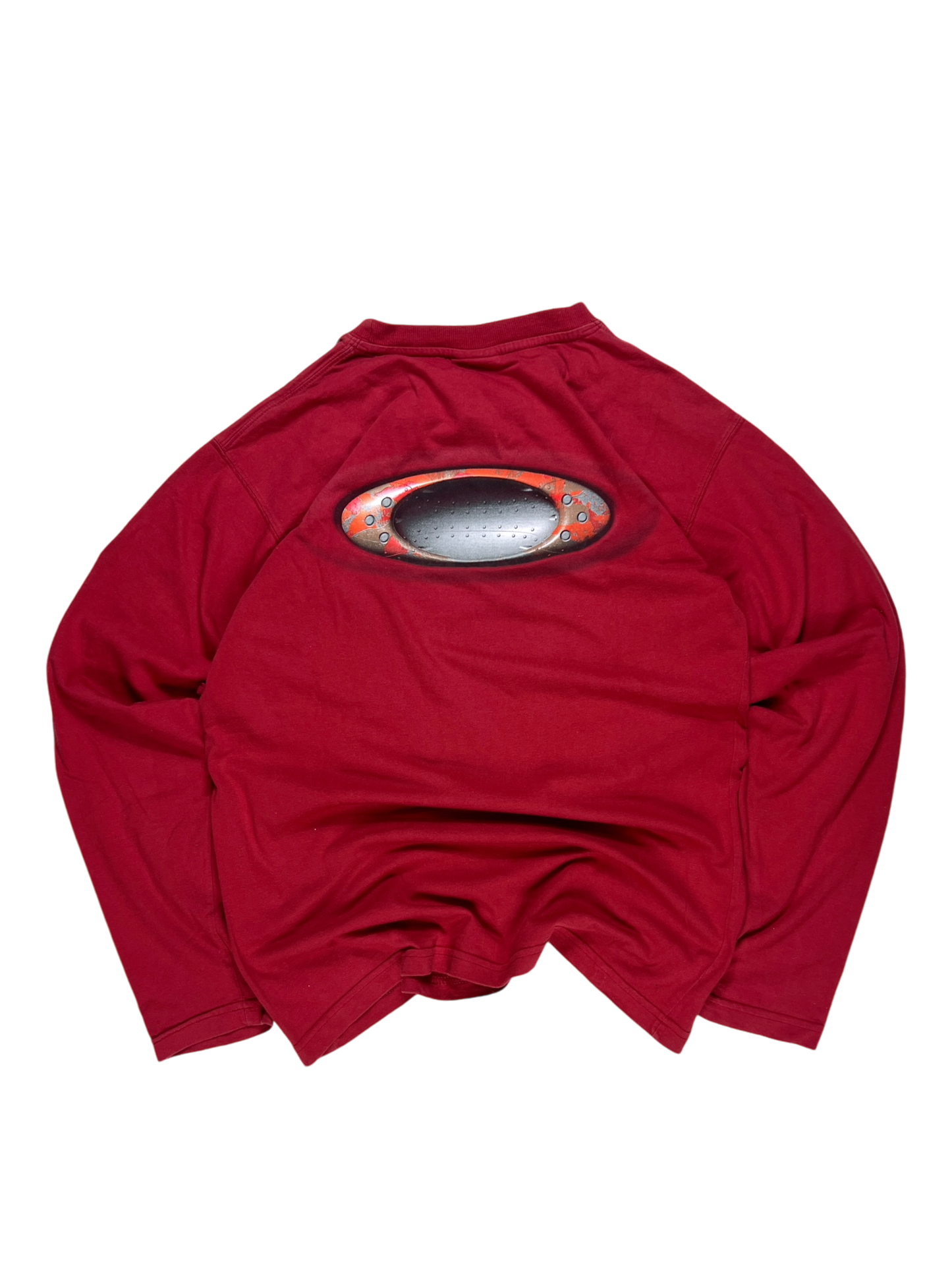 00''s Oakley red icon spell out long sleeve tee - M