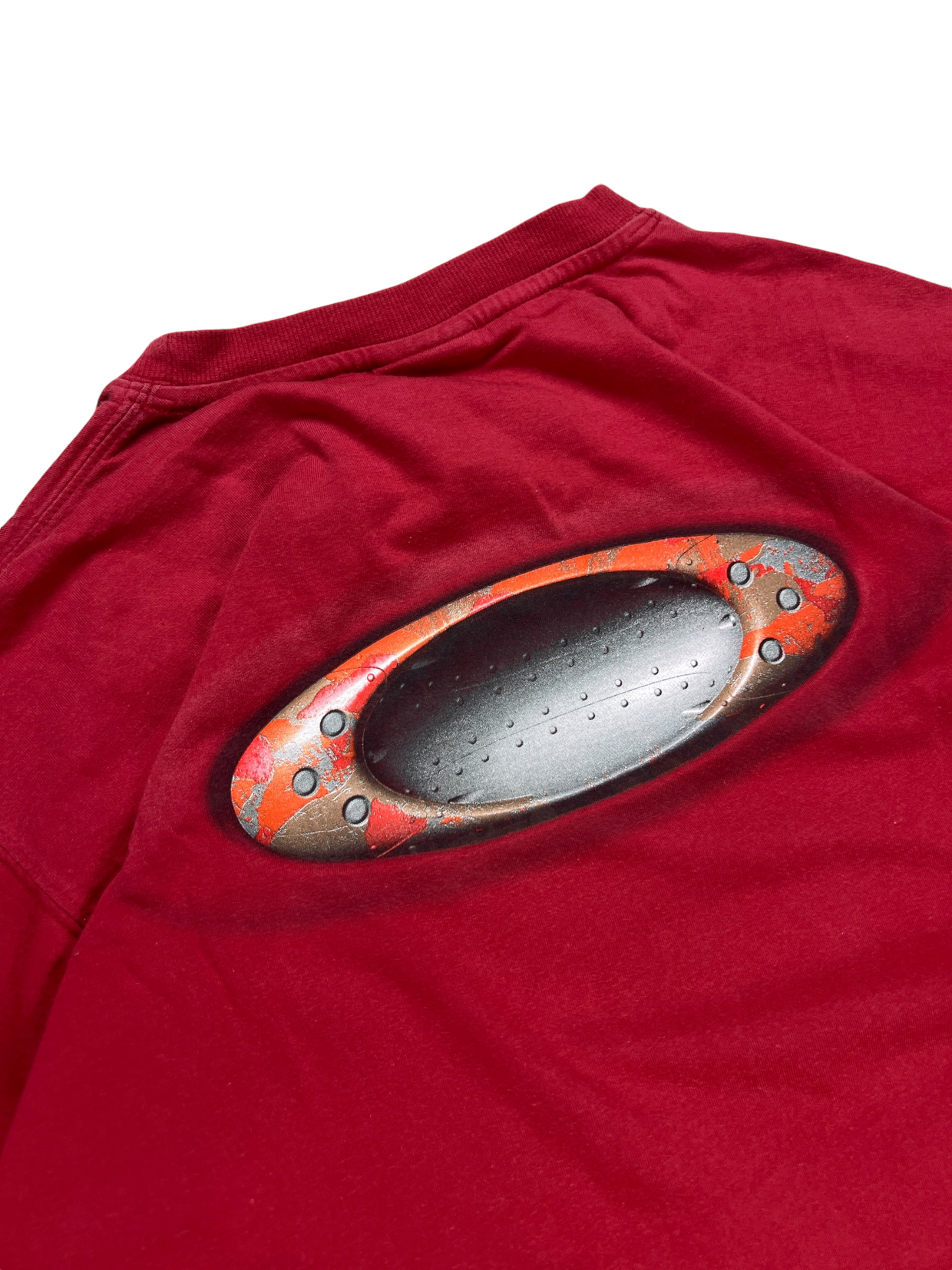 00''s Oakley red icon spell out long sleeve tee - M