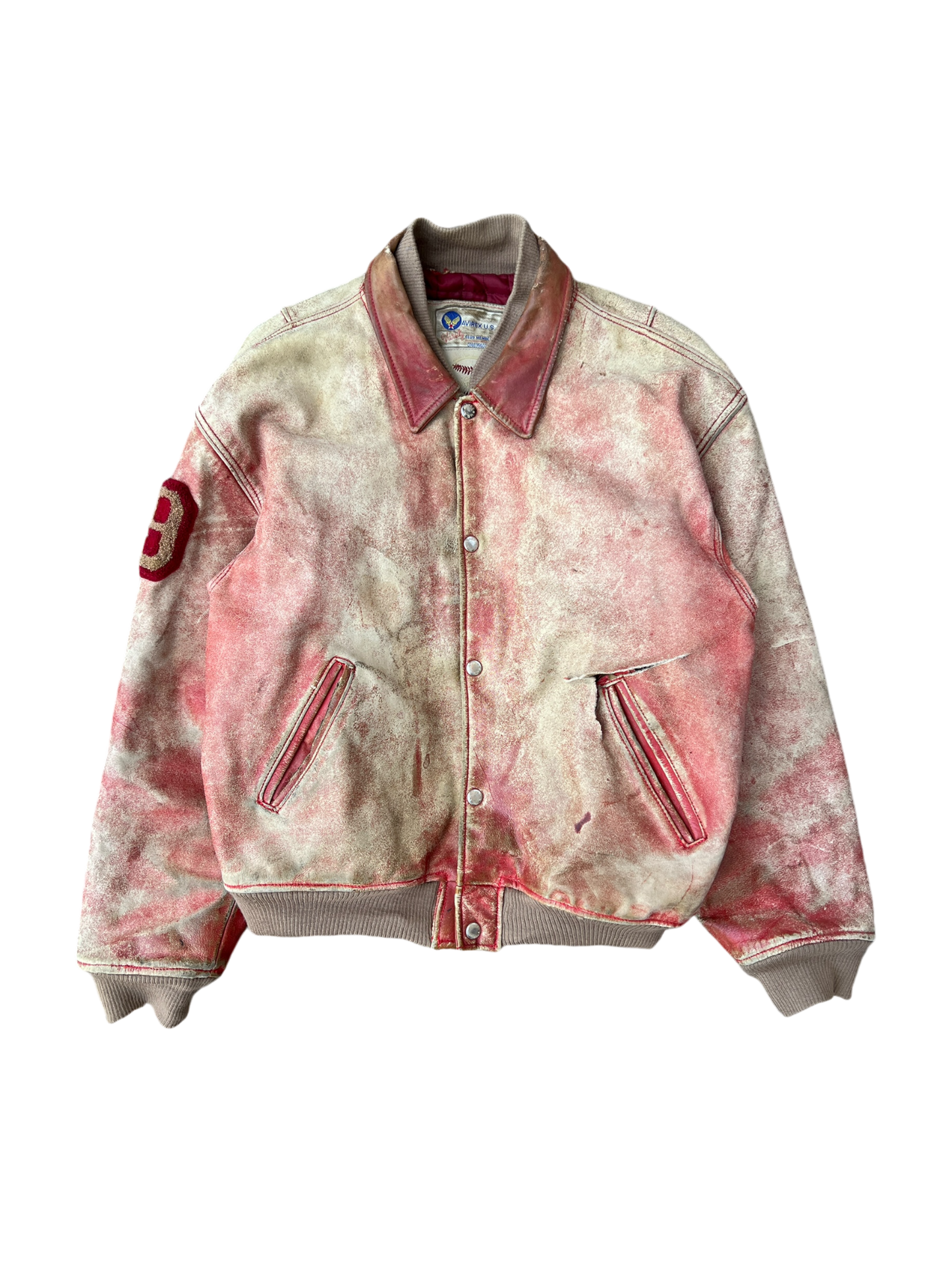 90's Avirex Virginia Ins Champs distressed bomber jacket - L