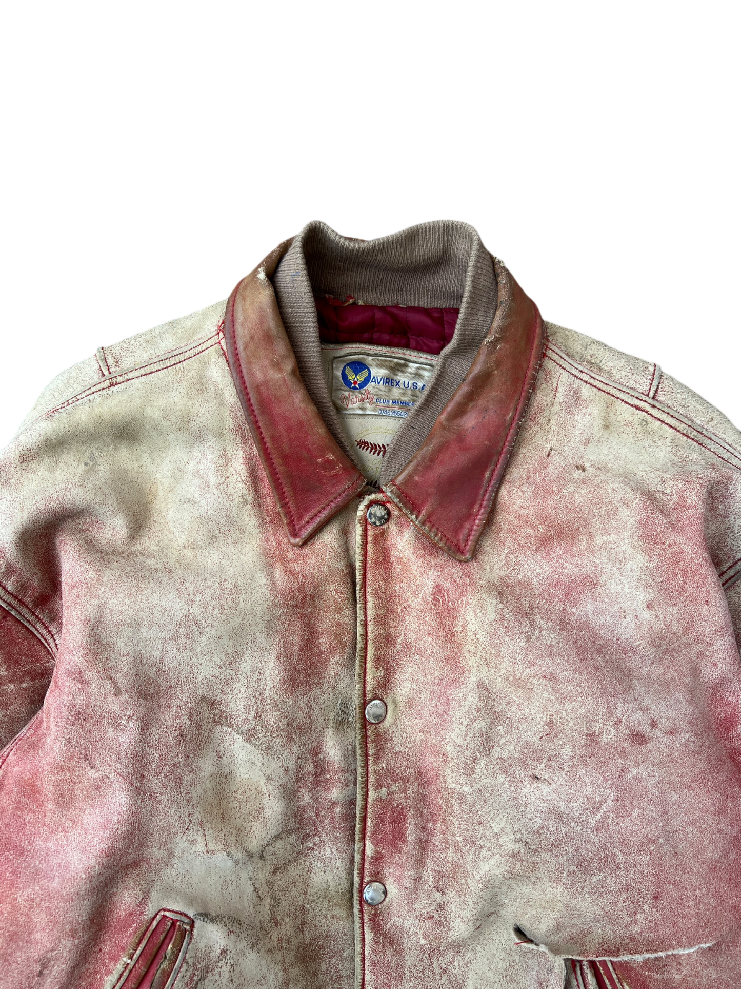90's Avirex Virginia Ins Champs distressed bomber jacket - L