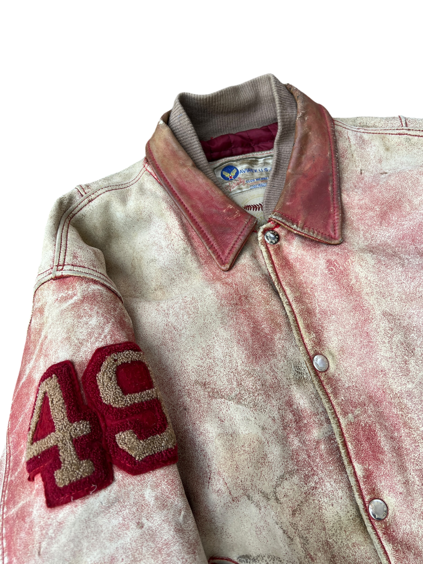 90's Avirex Virginia Ins Champs distressed bomber jacket - L