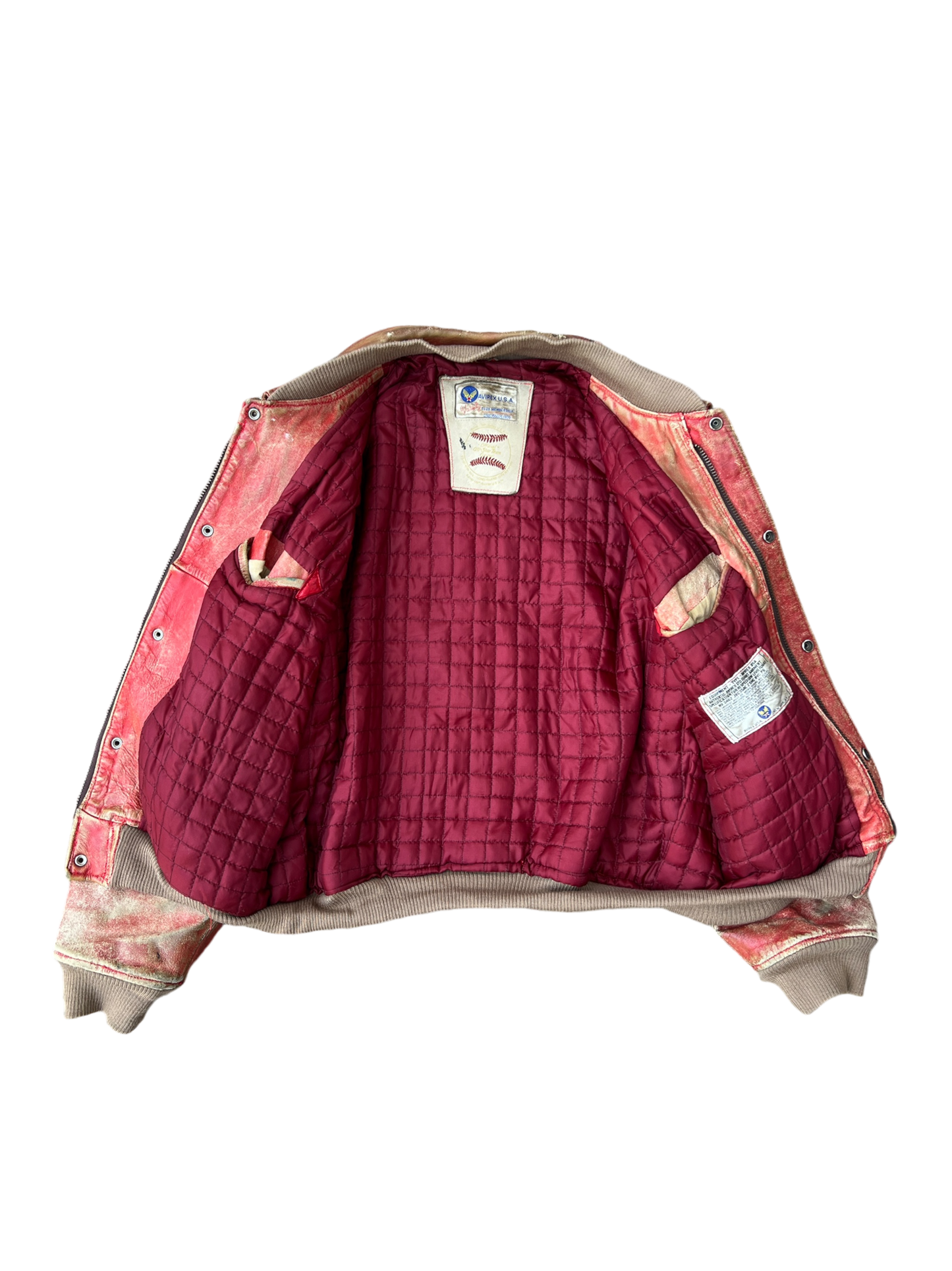 90's Avirex Virginia Ins Champs distressed bomber jacket - L