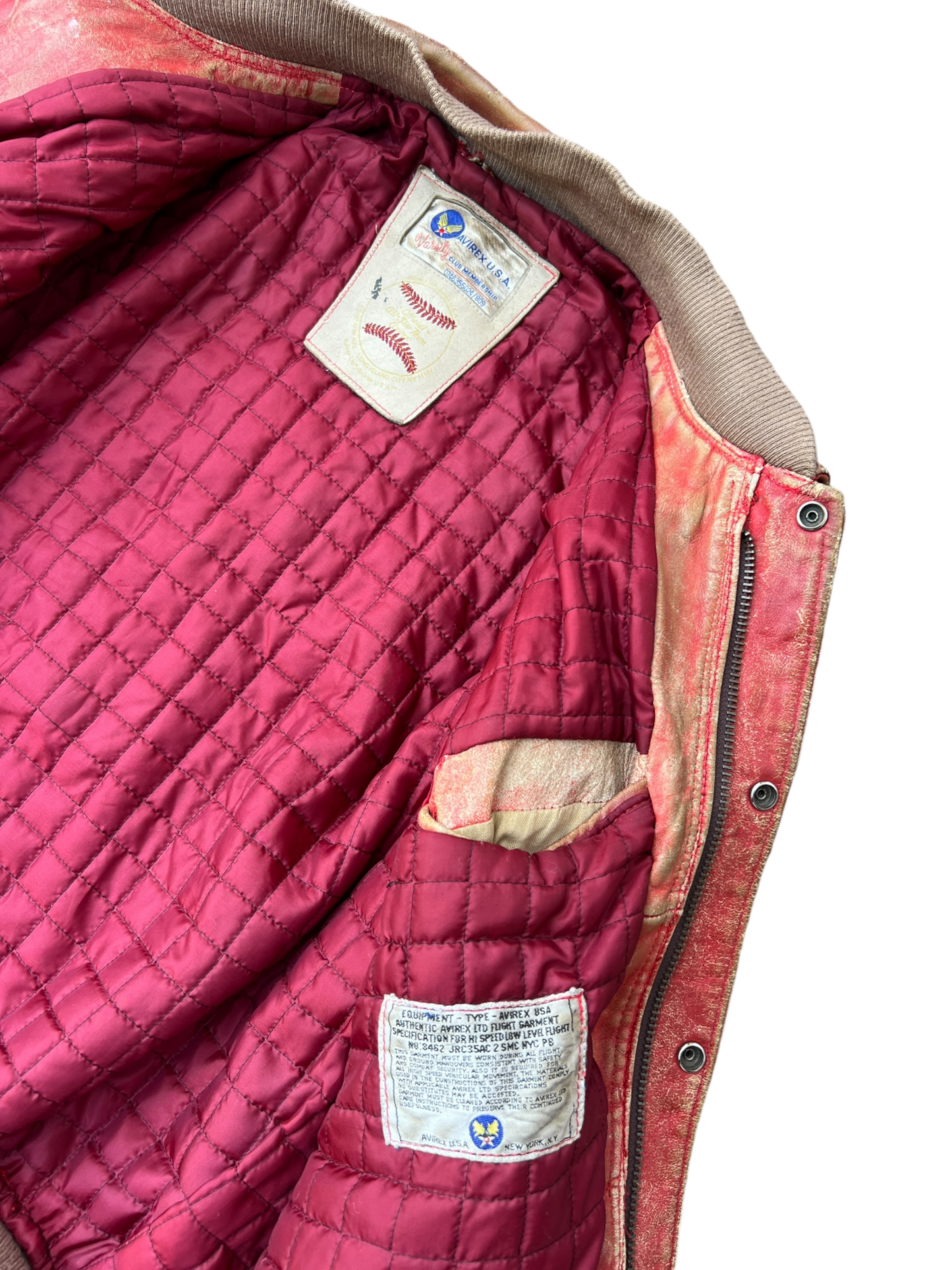 90's Avirex Virginia Ins Champs distressed bomber jacket - L