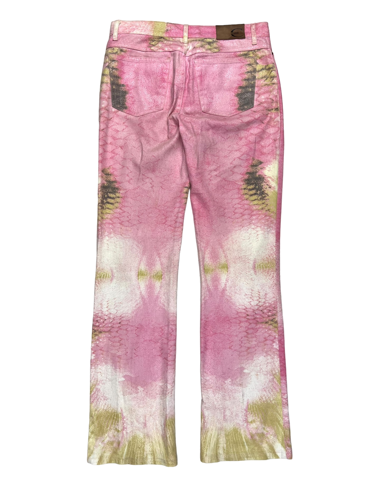 Just Cavalli pink crocodile print bootcut jeans - M