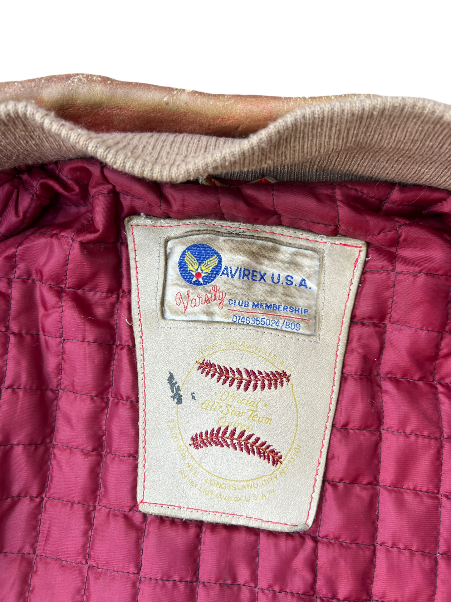 90's Avirex Virginia Ins Champs distressed bomber jacket - L