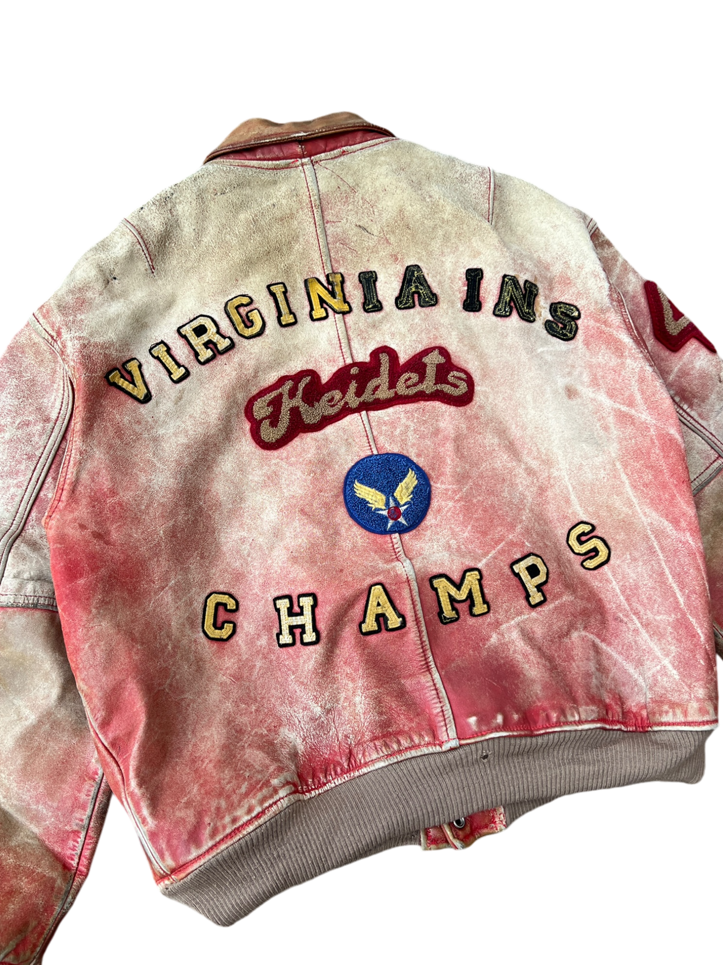 90's Avirex Virginia Ins Champs distressed bomber jacket - L