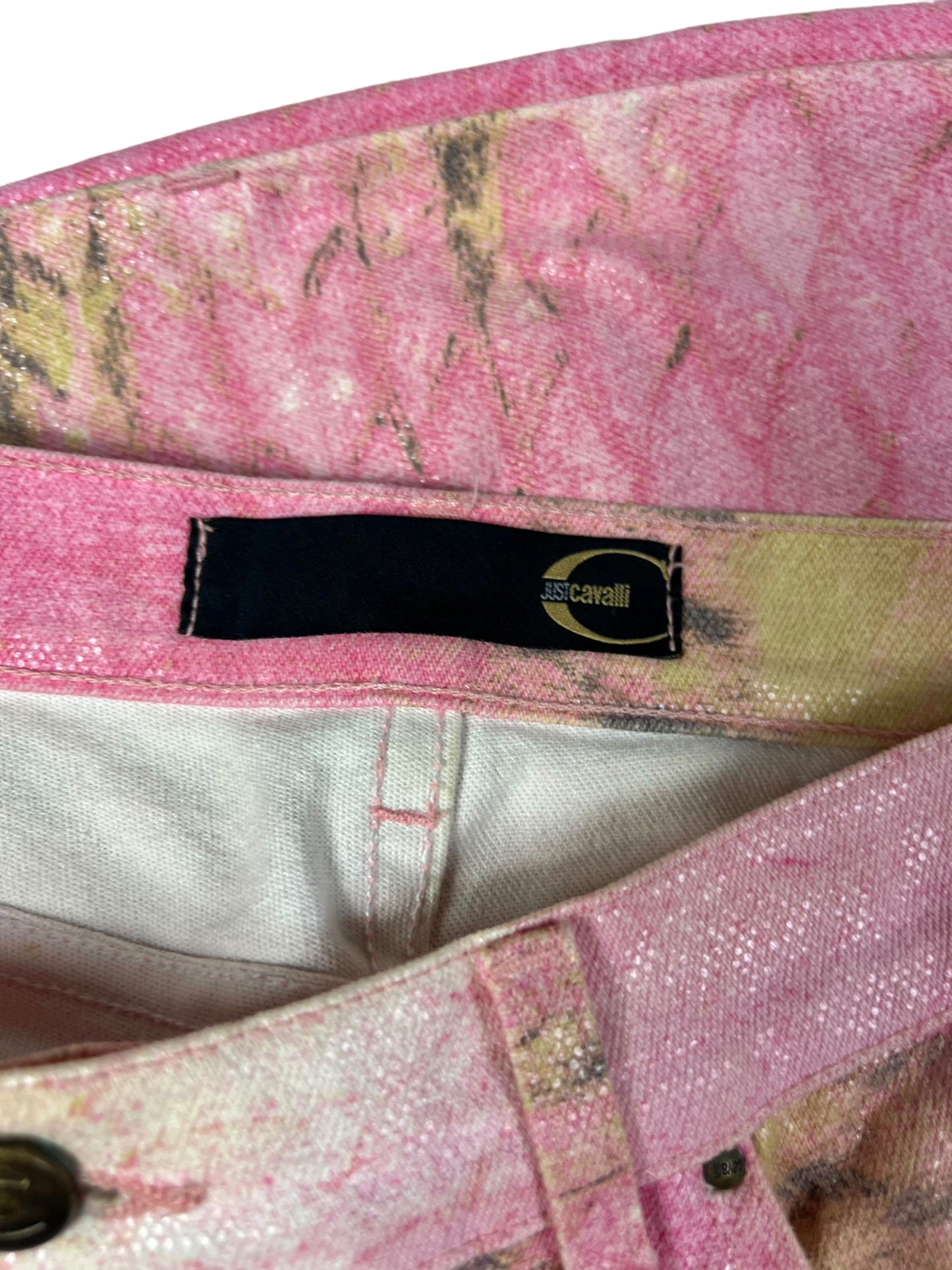 Just Cavalli pink crocodile print bootcut jeans - M