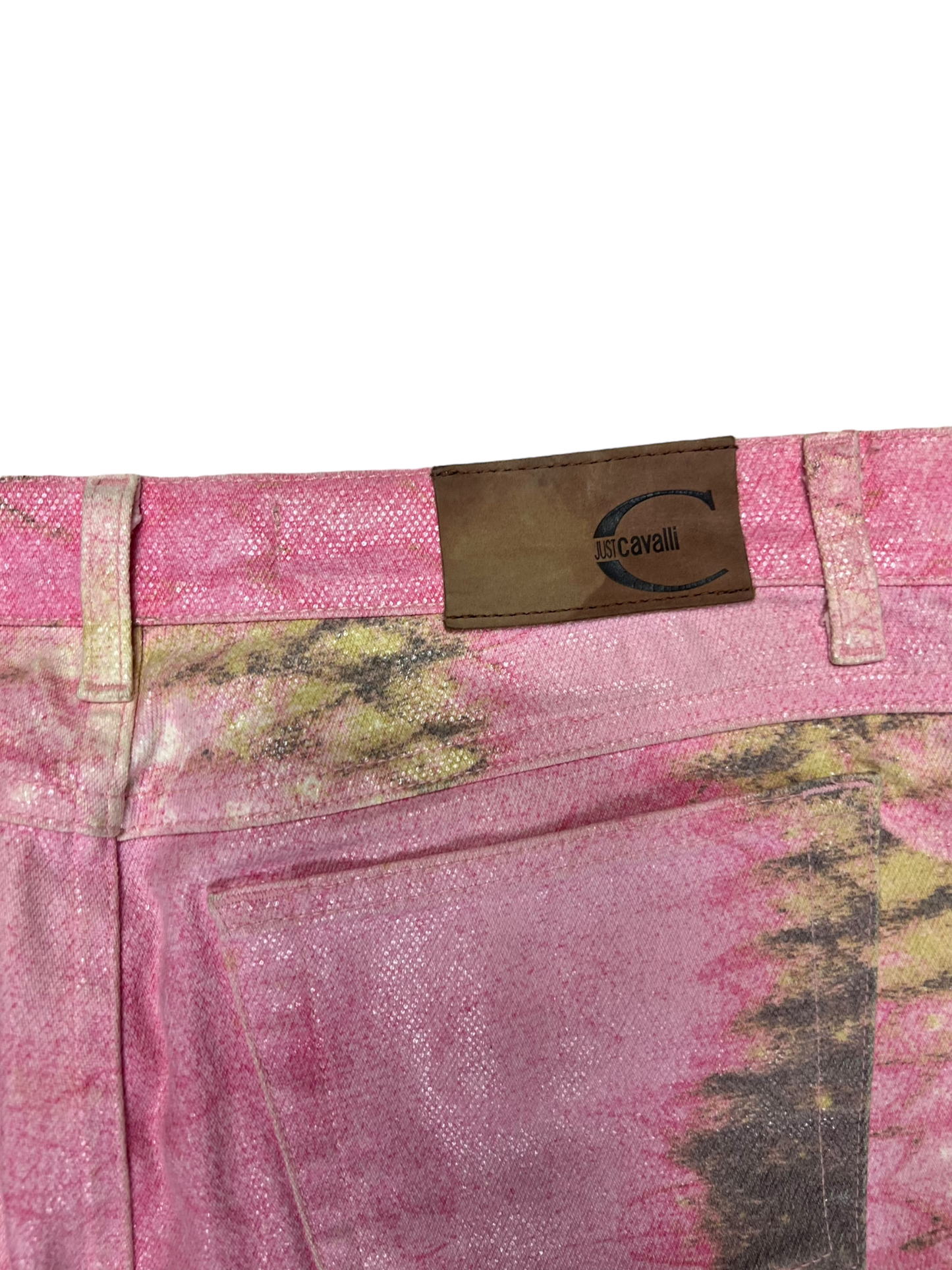 Just Cavalli pink crocodile print bootcut jeans - M
