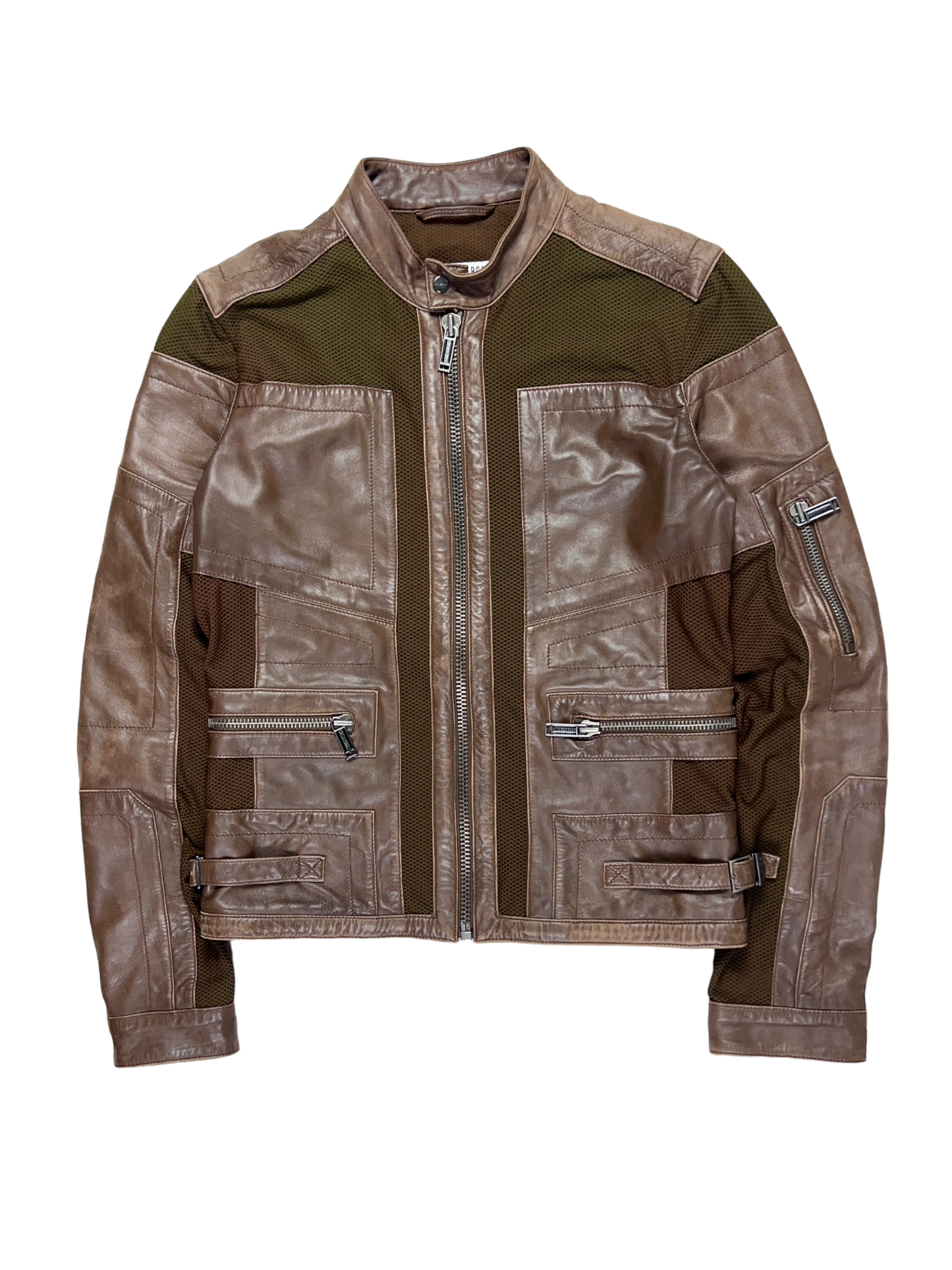 00s Dirk Bikkembergs Brown Hybrid Leather Jacket - M