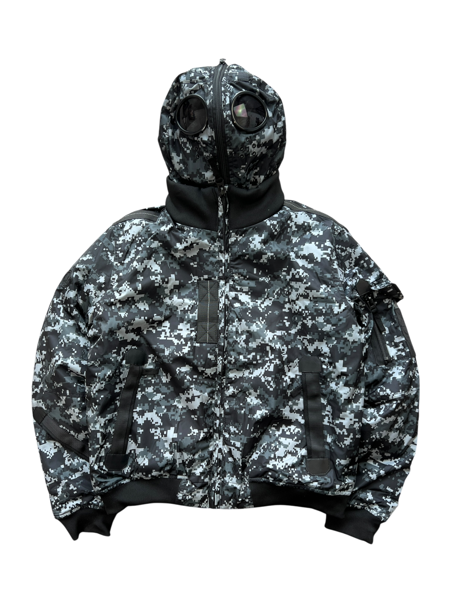 Vintage Goggle Hood Camo Bomber Jacket