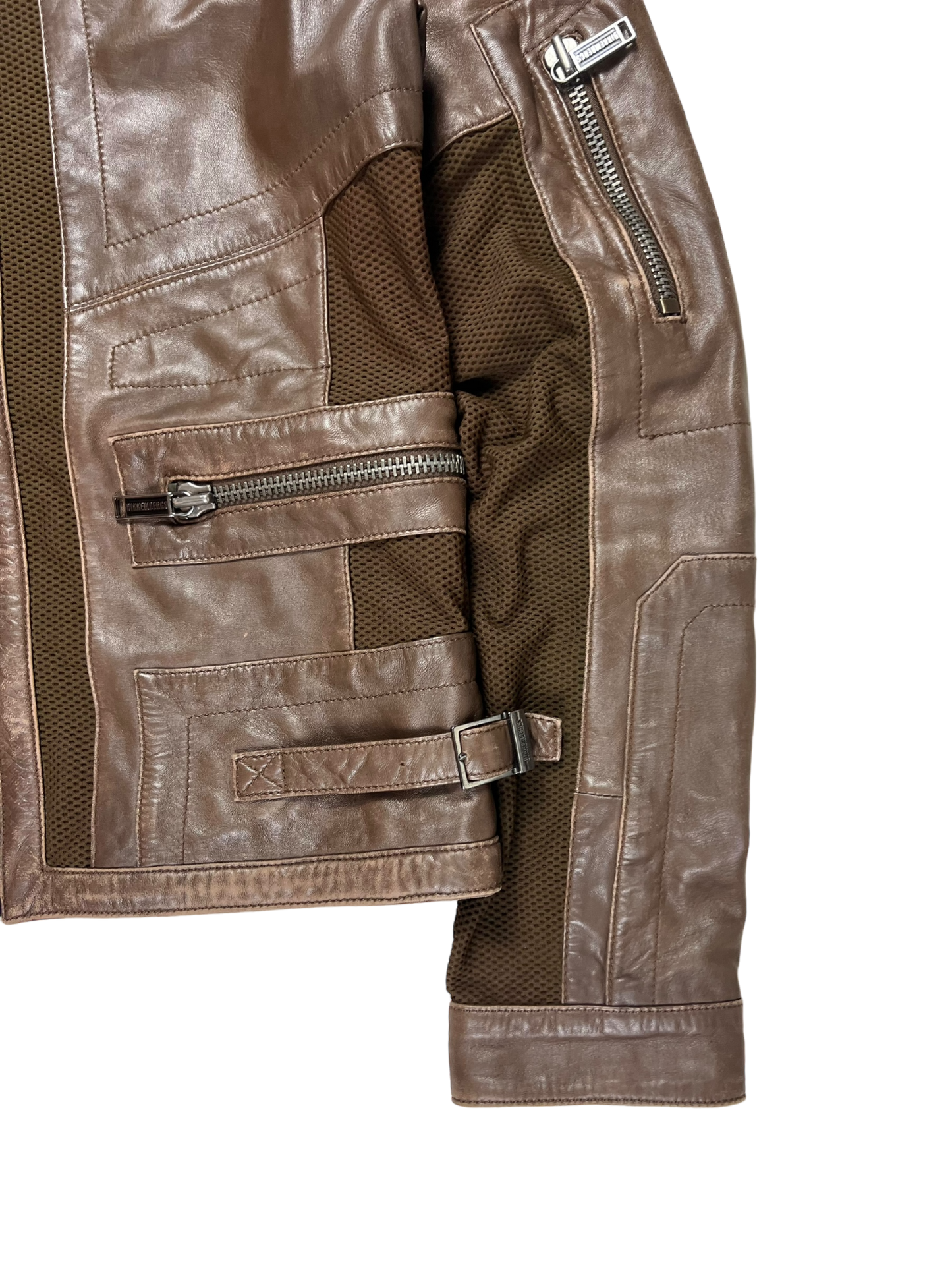 00s Dirk Bikkembergs Brown Hybrid Leather Jacket - M