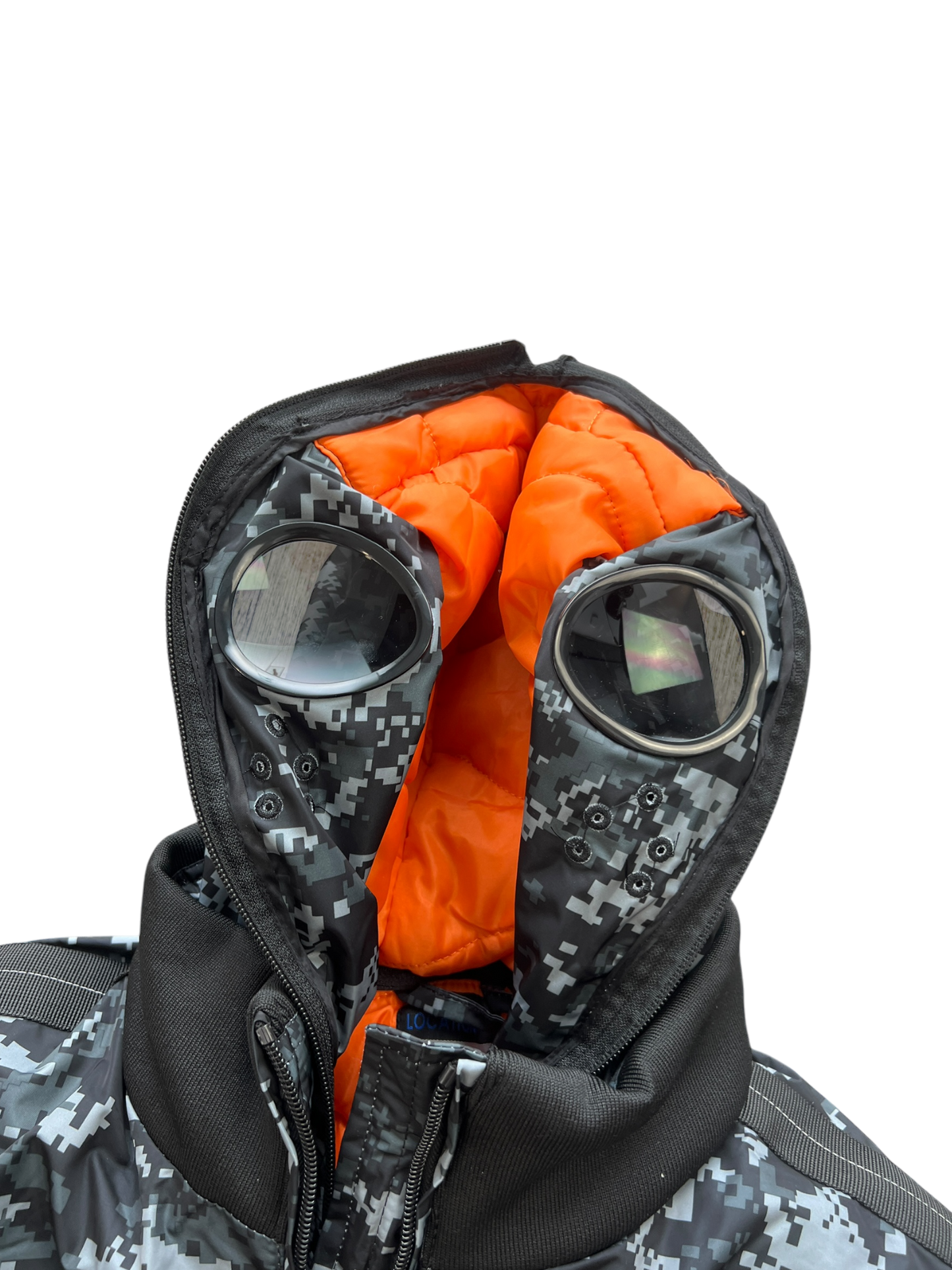 Vintage Goggle Hood Camo Bomber Jacket