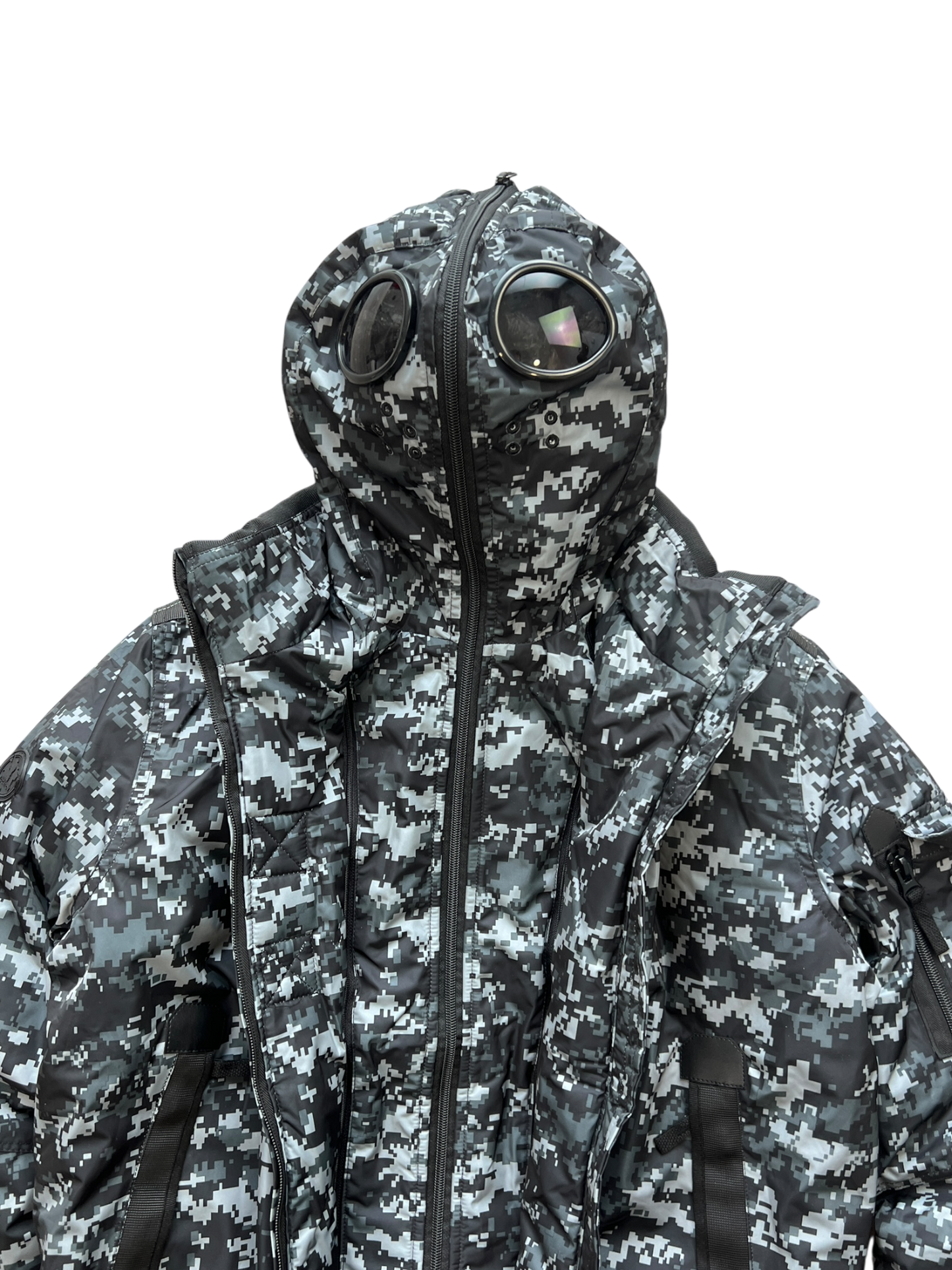 Vintage Goggle Hood Camo Bomber Jacket