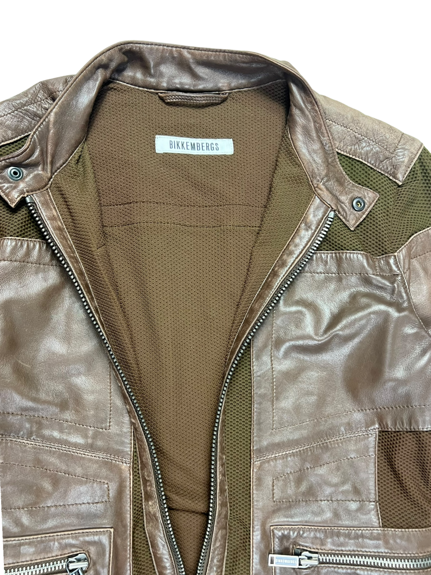 00s Dirk Bikkembergs Brown Hybrid Leather Jacket - M