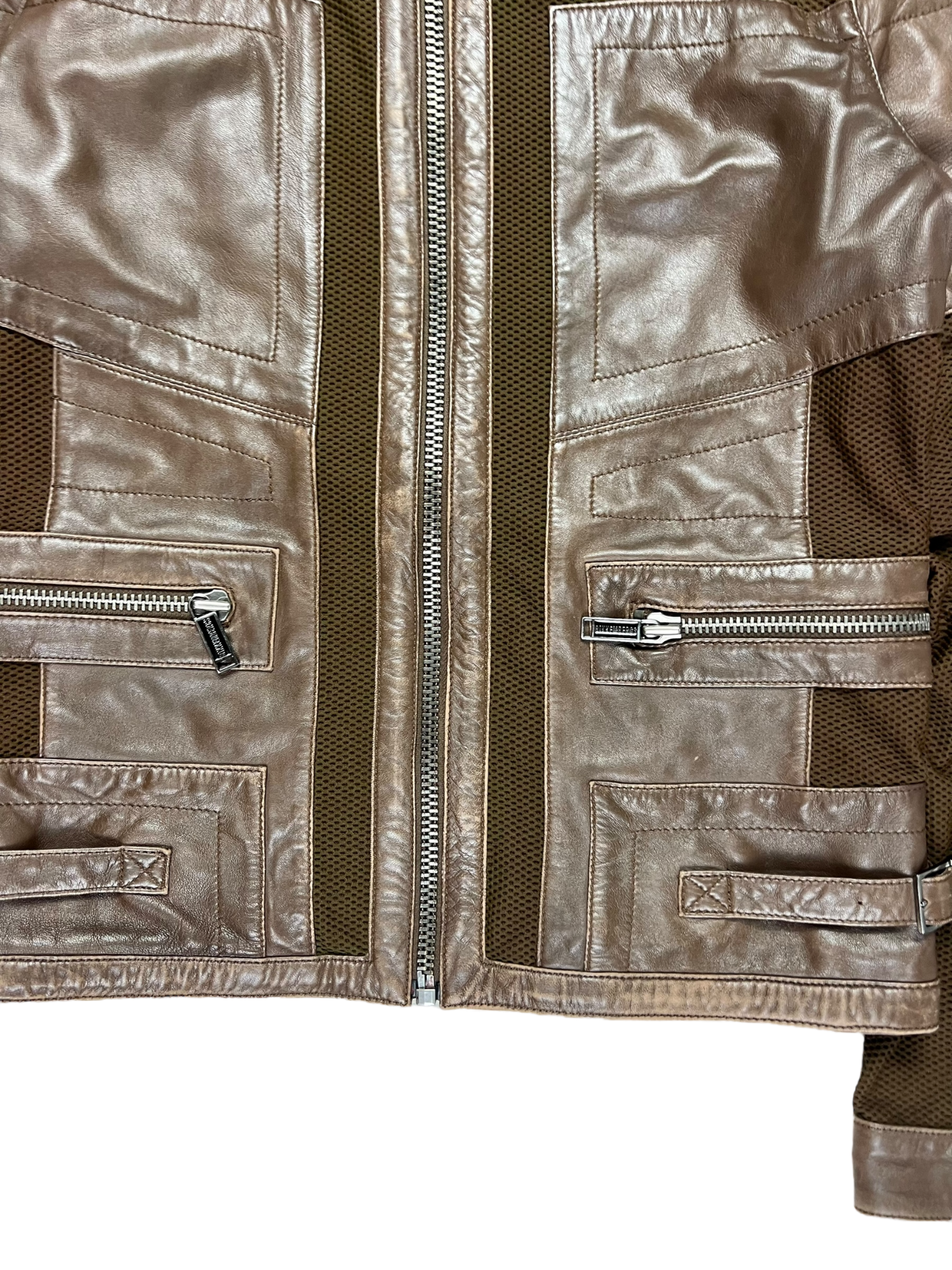 00s Dirk Bikkembergs Brown Hybrid Leather Jacket - M