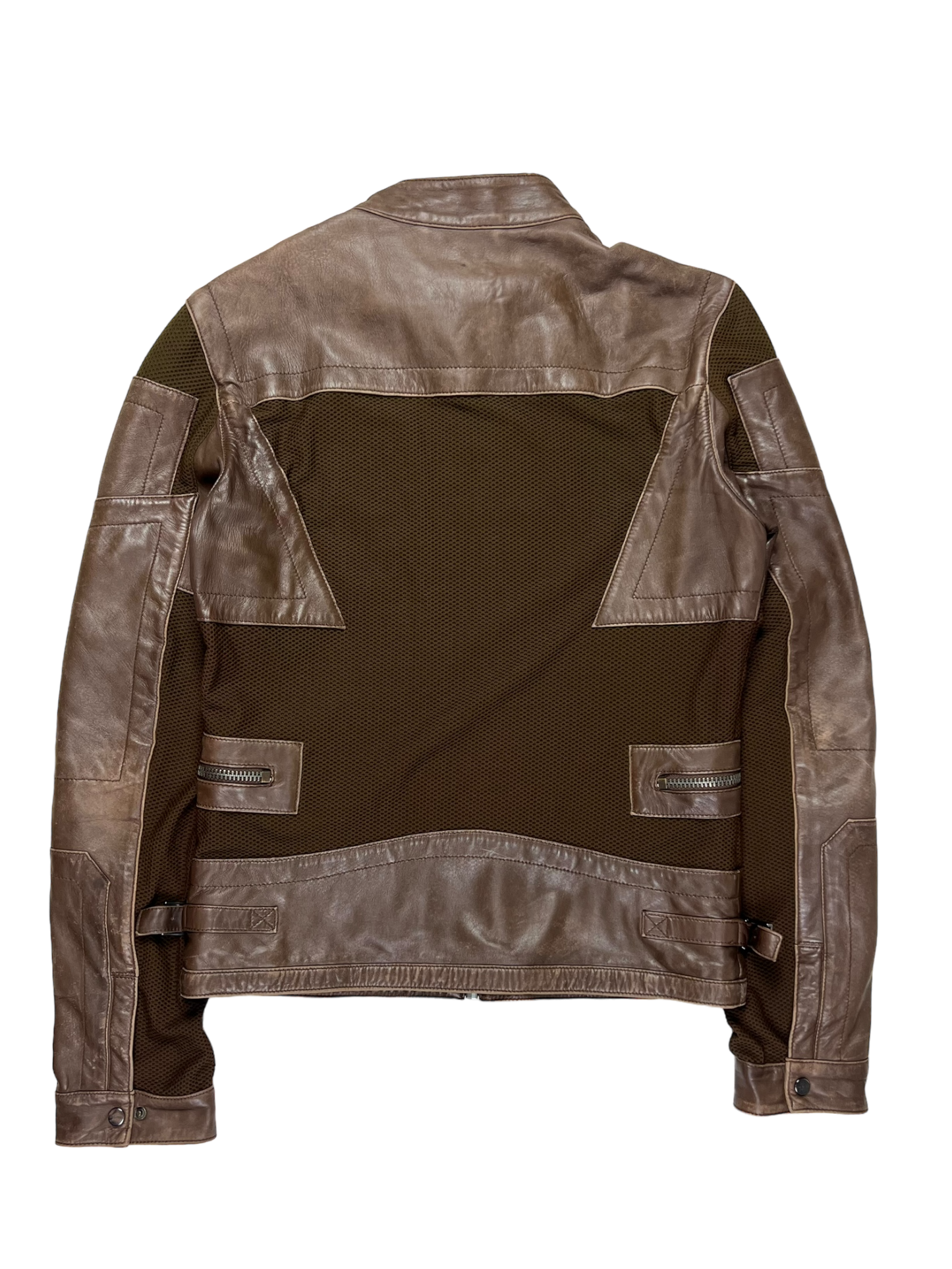 00s Dirk Bikkembergs Brown Hybrid Leather Jacket - M