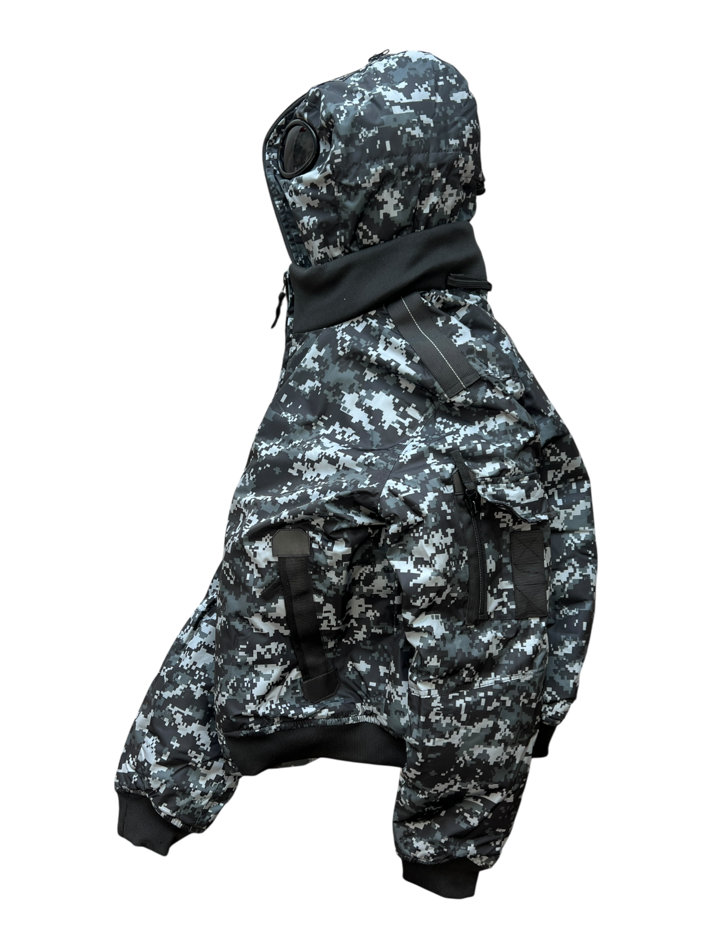 Vintage Goggle Hood Camo Bomber Jacket