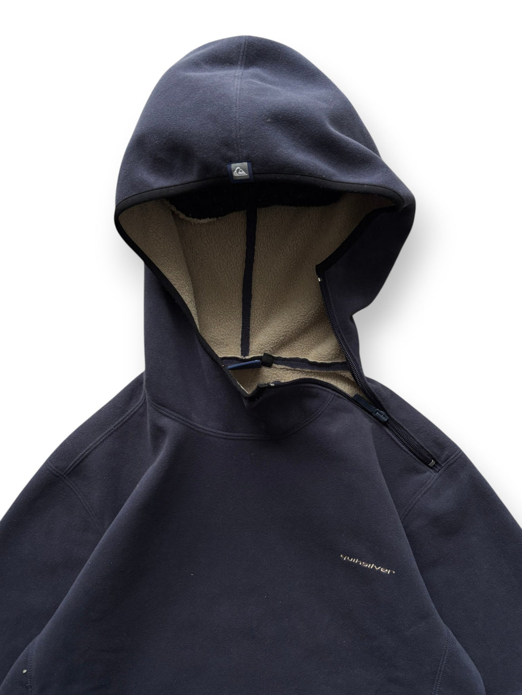 2000's Quiksilver Asymmetric Zip Fleece Hoodie Navy (M) - view 2