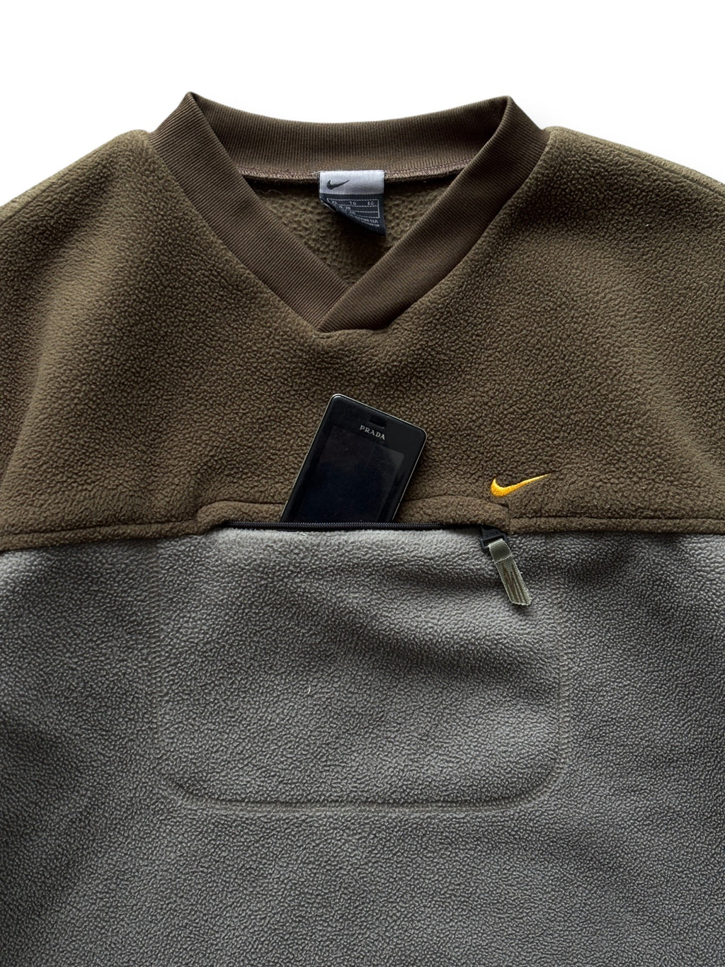2000's Nike Two-Tone Fleece Pullover Olive Grey (M) - view 2