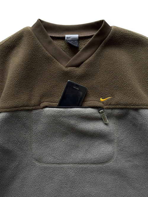 2000's Nike Two-Tone Fleece Pullover Olive Grey (M) - view 2