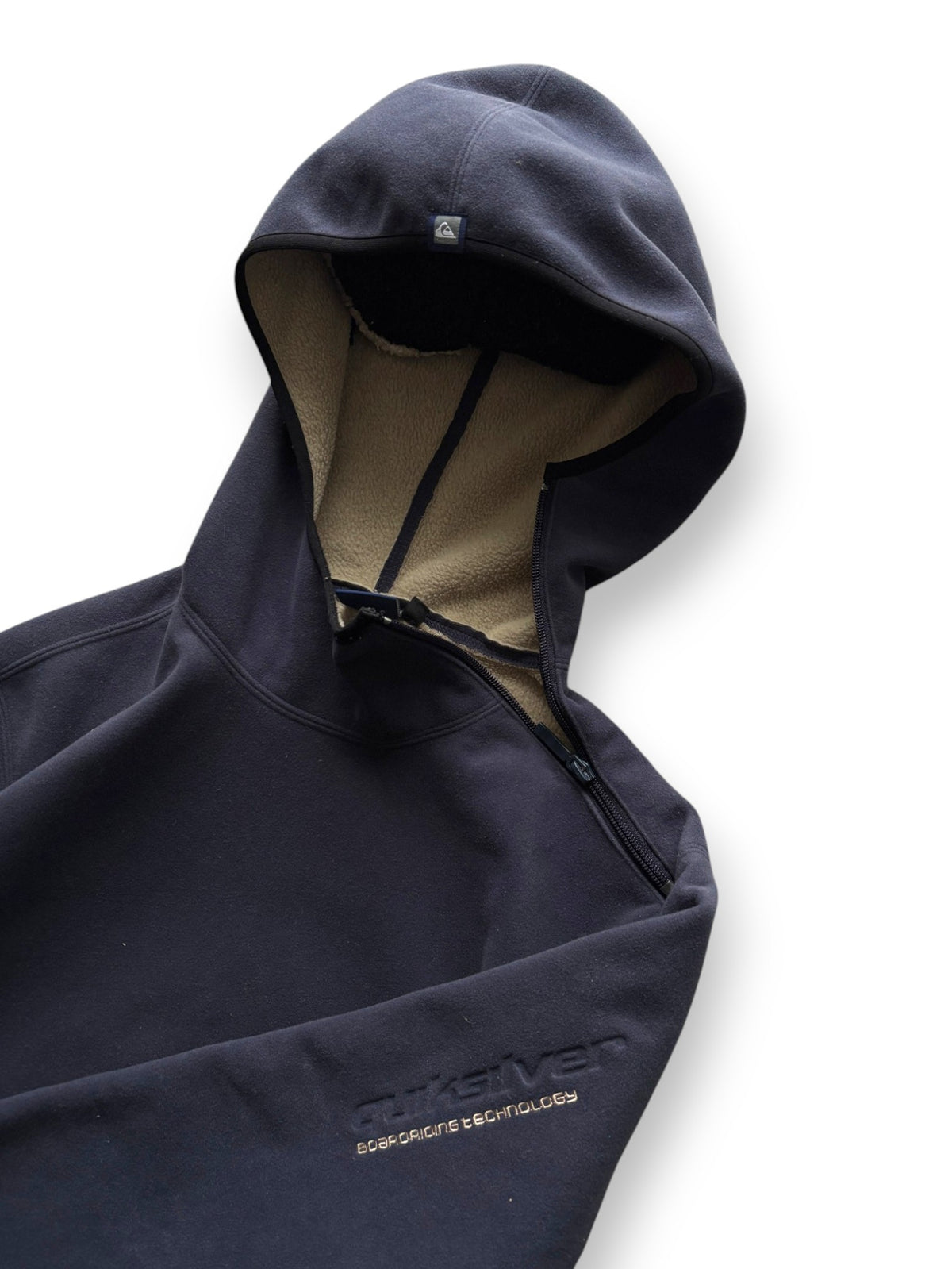 2000's Quiksilver Asymmetric Zip Fleece Hoodie Navy (M) - view 3