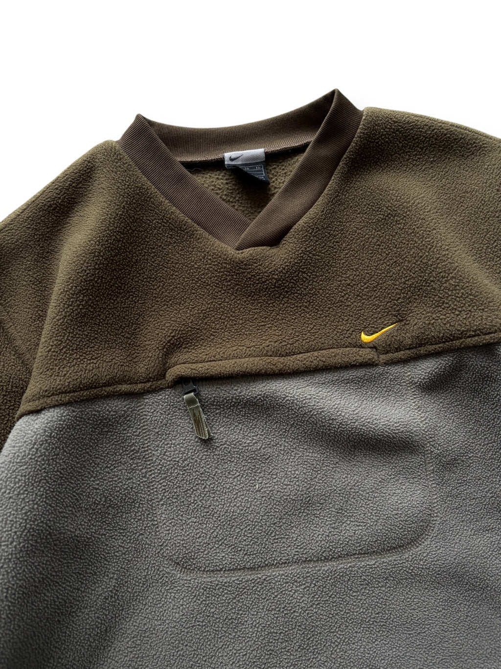 2000's Nike Two-Tone Fleece Pullover Olive Grey (M) - view 3