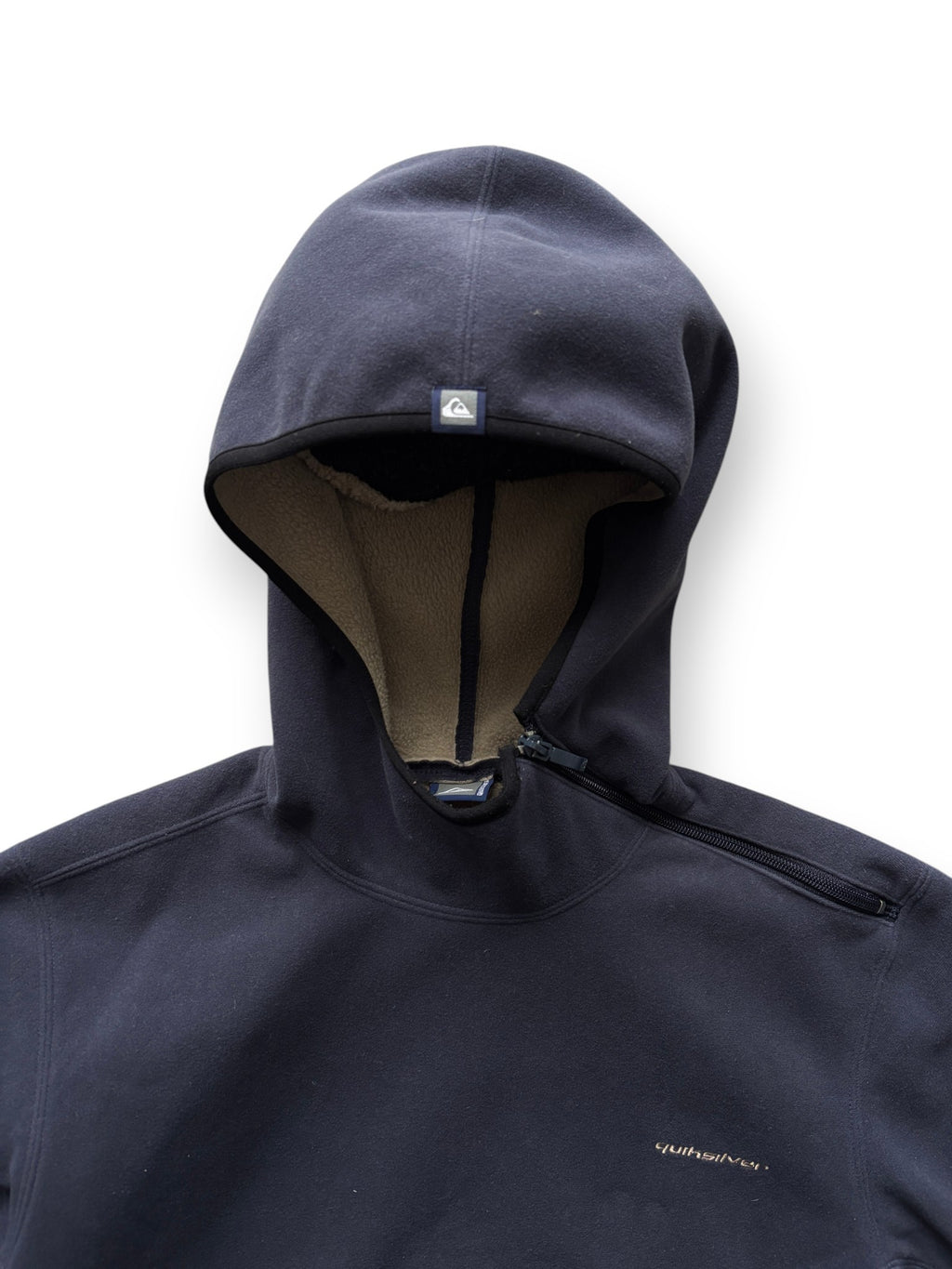 2000's Quiksilver Asymmetric Zip Fleece Hoodie Navy (M) - view 4