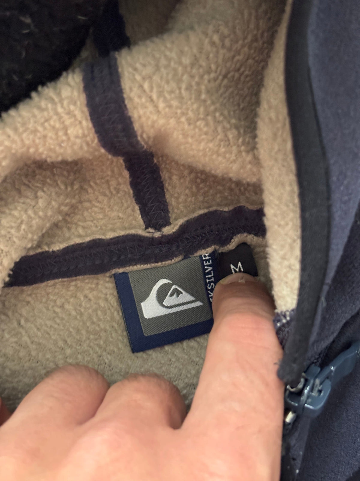 2000's Quiksilver Asymmetric Zip Fleece Hoodie Navy (M) - view 7