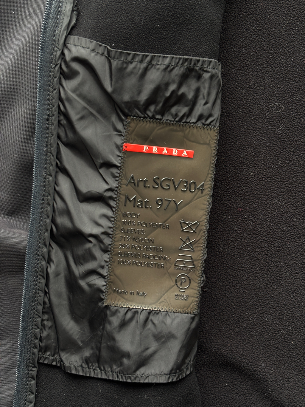 Prada Sport Nylon / Fleece Mid Layer Jacket (50)