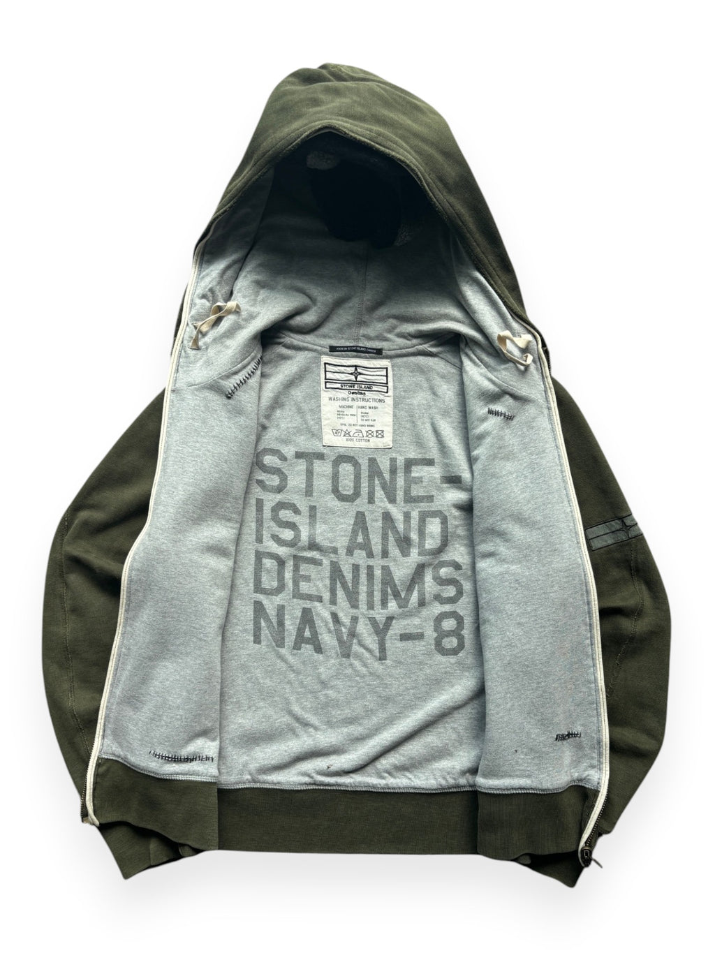 Early 2000's Stone Island Denims Olive Green Hoodie (S)