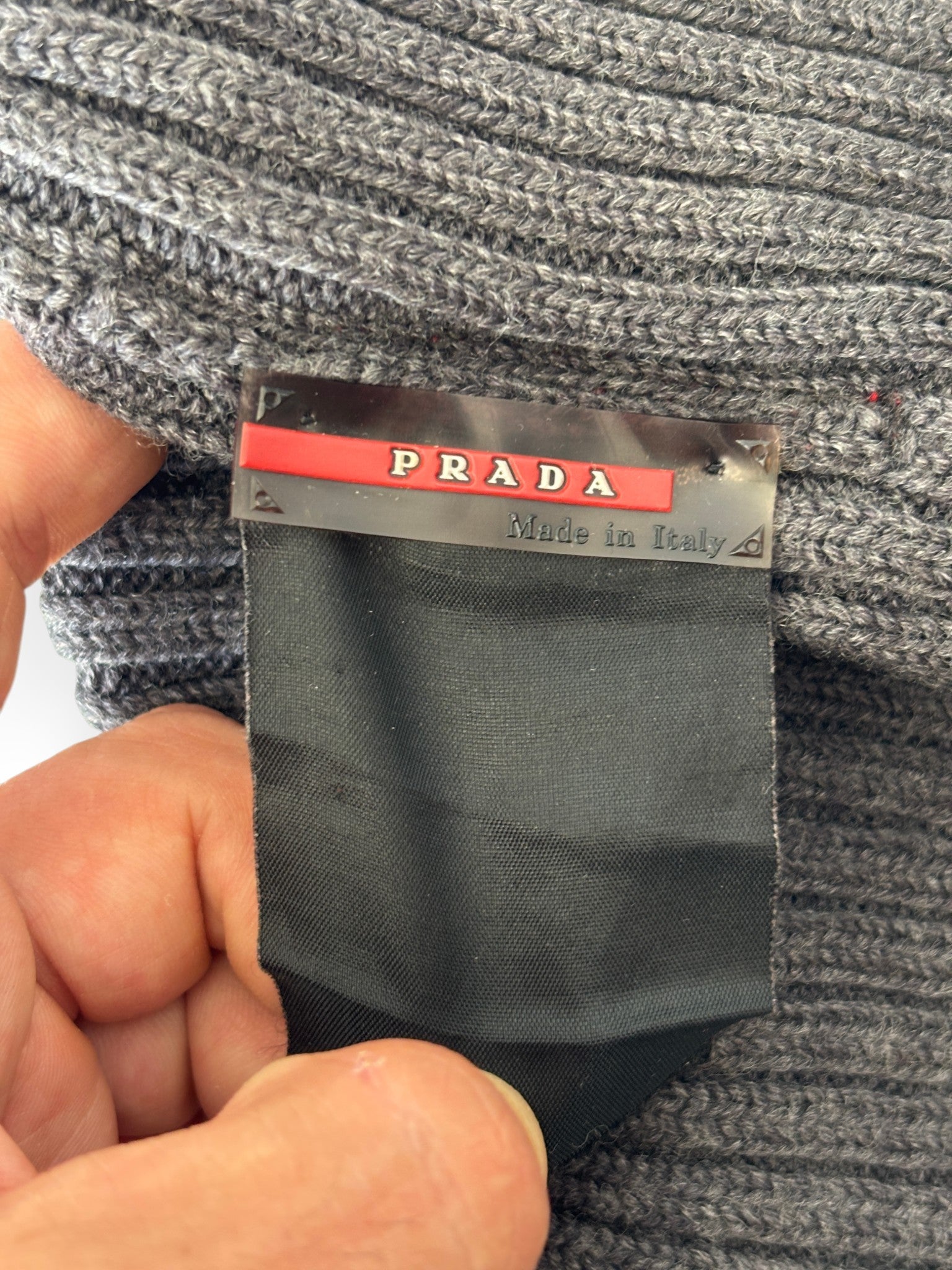 2000's Prada Sport Red Tab Grey Beanie