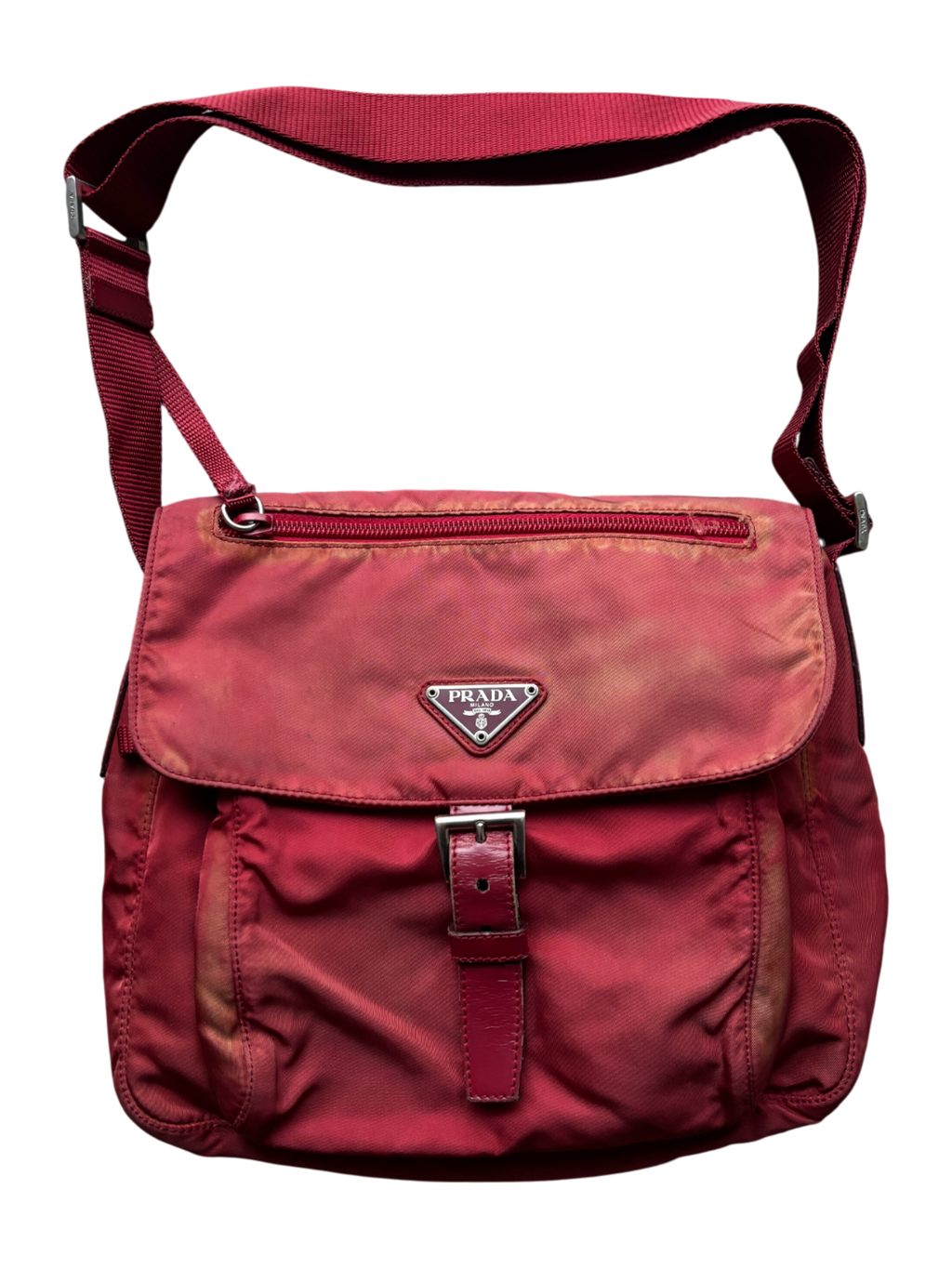 Prada Mainline Nylon Burgundy Shoulder Bag