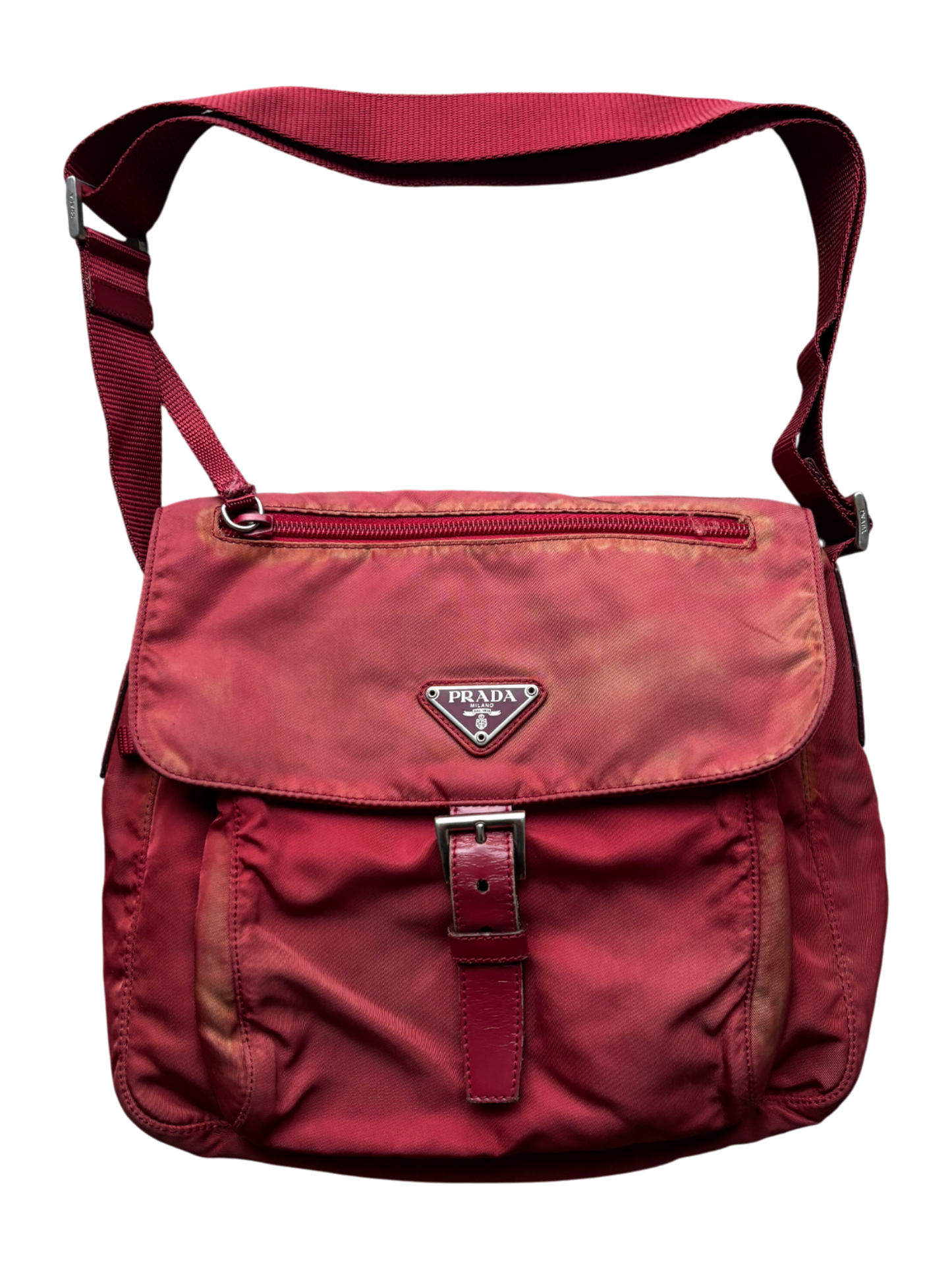 Prada Mainline Nylon Burgundy Shoulder Bag