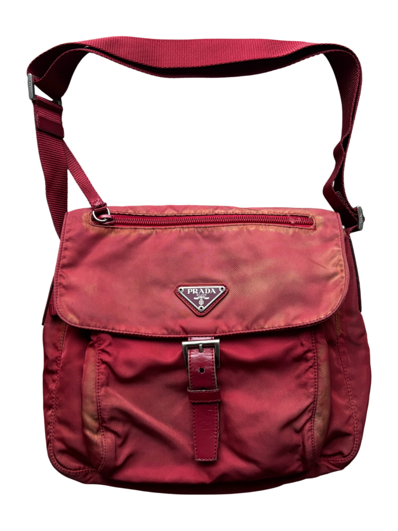 Prada Mainline Nylon Burgundy Shoulder Bag