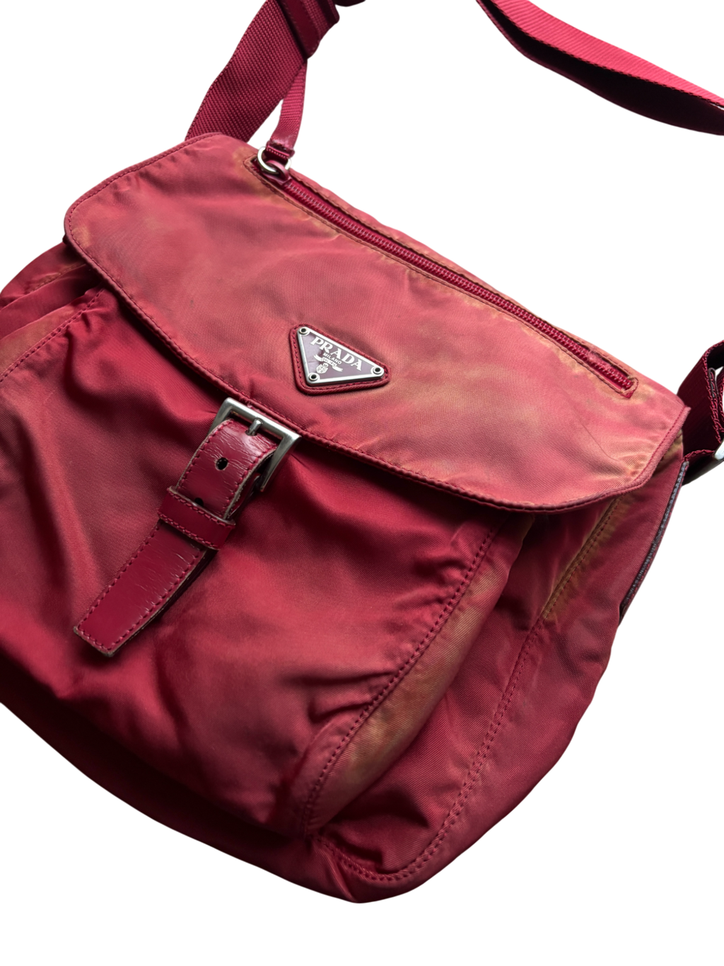 Prada Mainline Nylon Burgundy Shoulder Bag