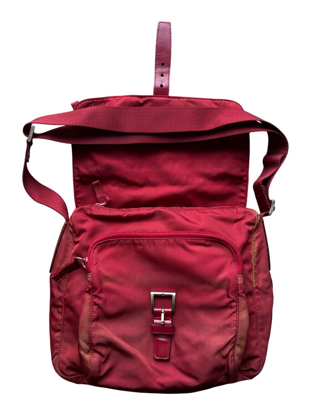 Prada Mainline Nylon Burgundy Shoulder Bag