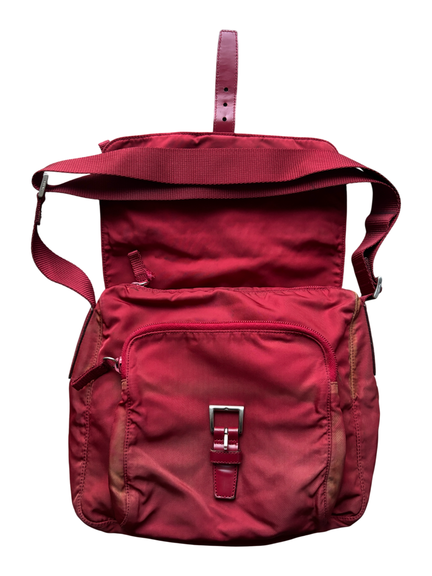 Prada Mainline Nylon Burgundy Shoulder Bag