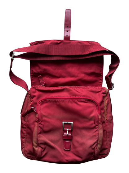 Prada Mainline Nylon Burgundy Shoulder Bag